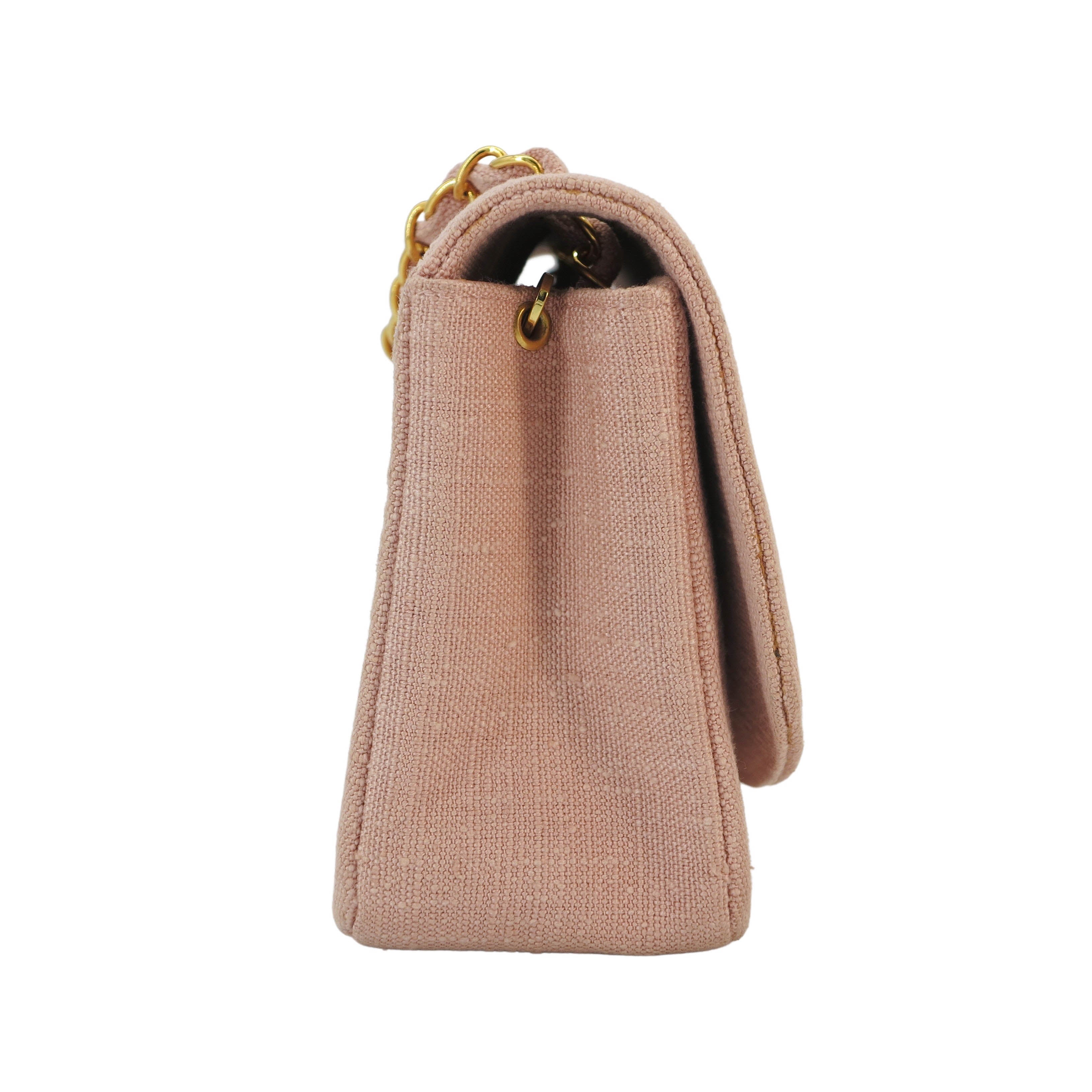 Vintage Small Diana Flap Bag in Pink Linen