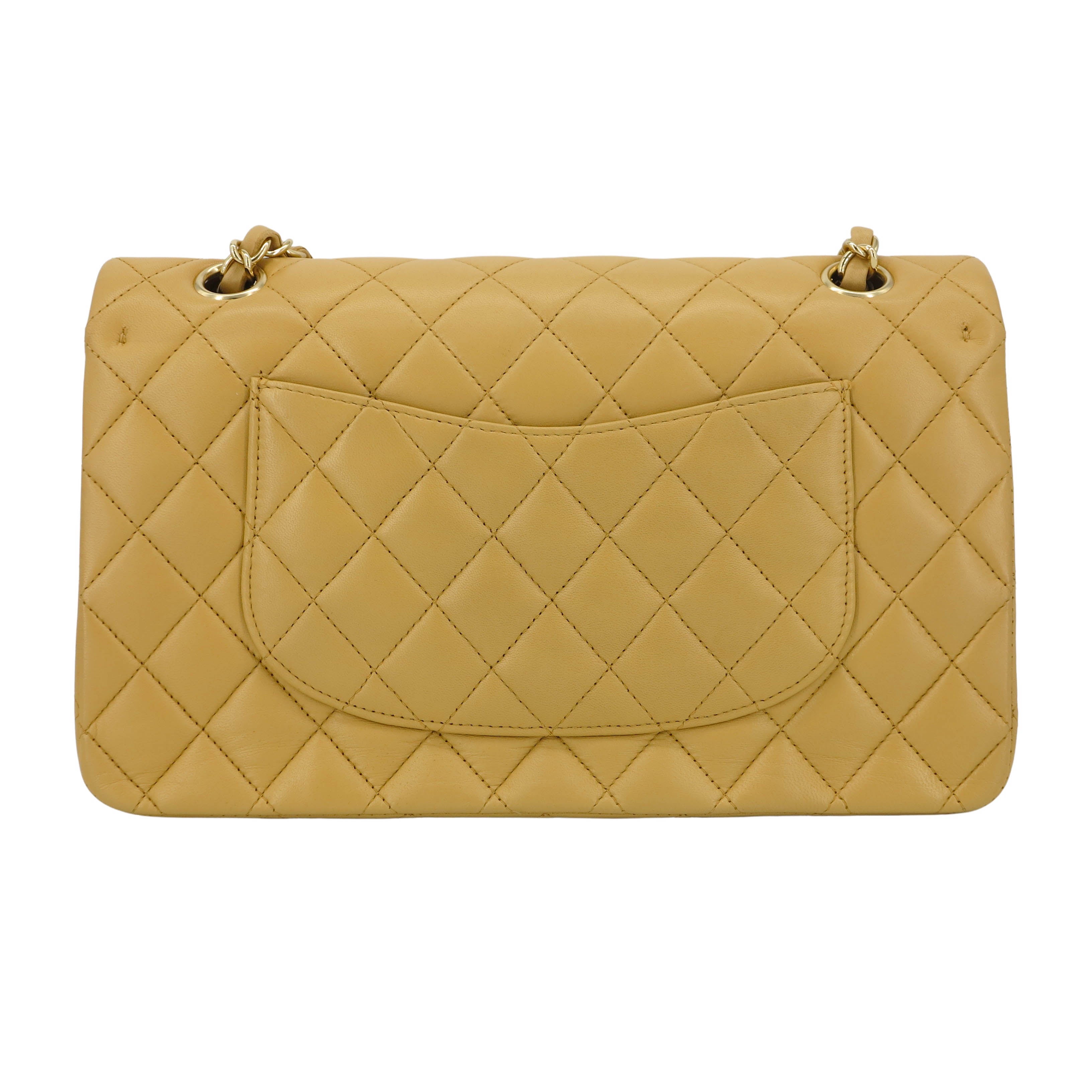 Medium Classic Double Flap Bag in Dark Beige Lambskin