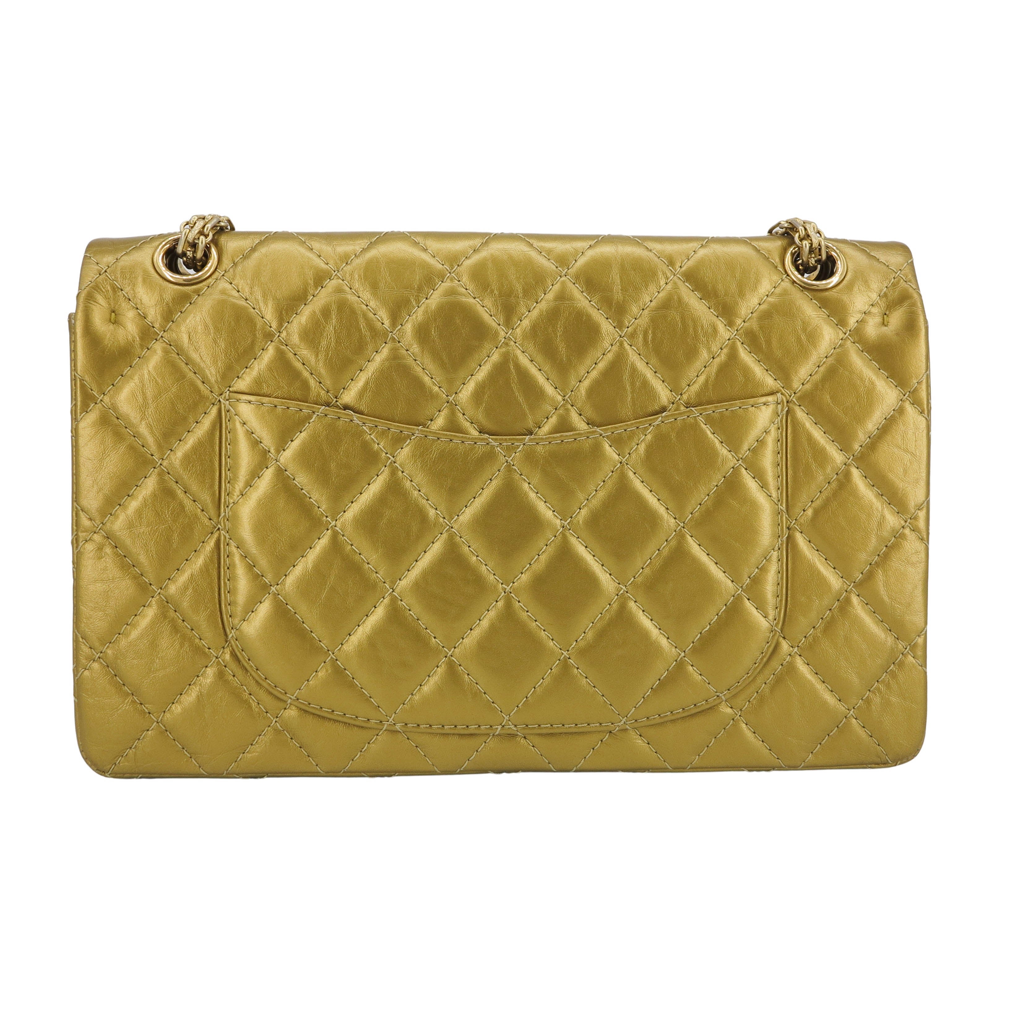 2.55 Reissue Large Flap Bag Size 226 in Gold Aged Calfskin