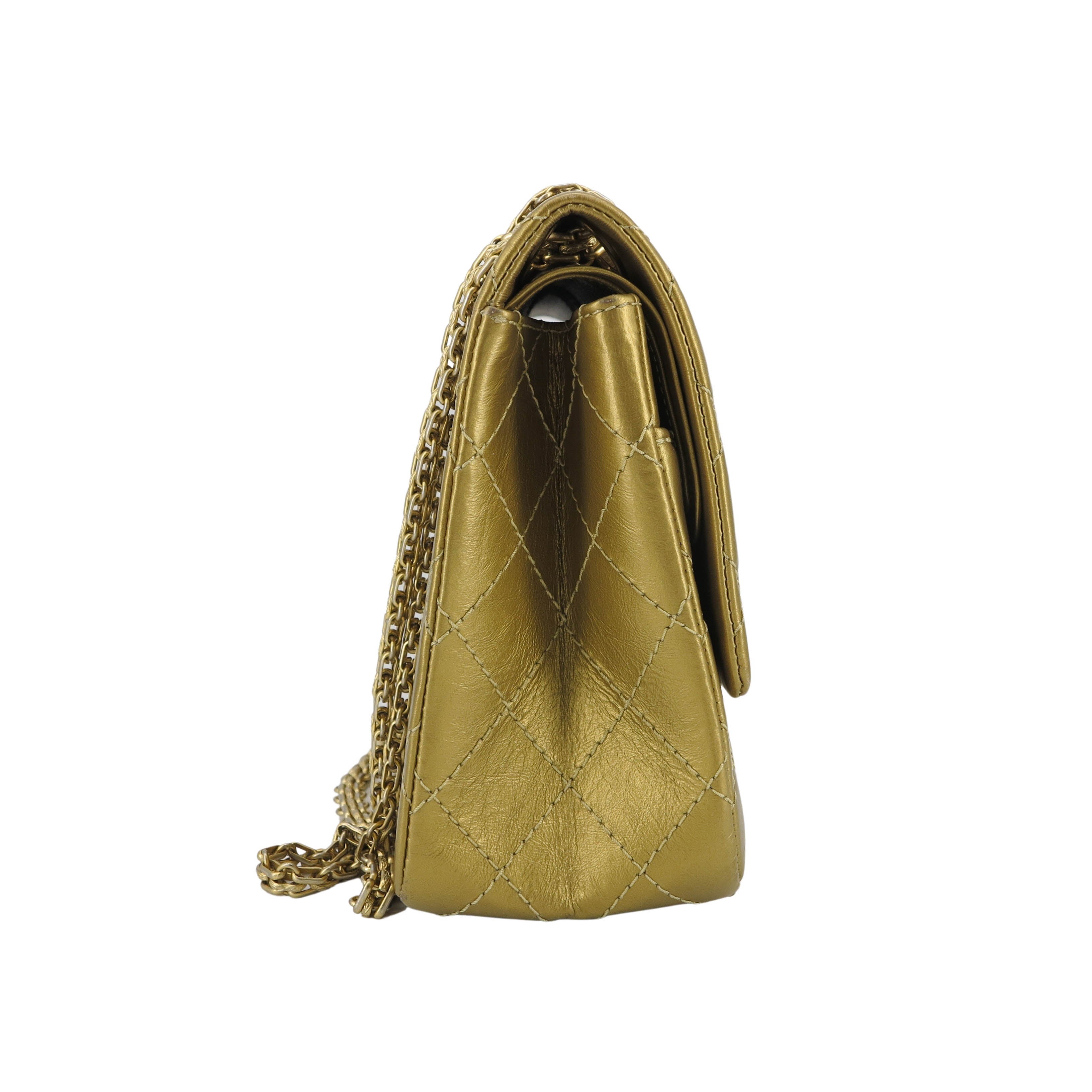 2.55 Reissue Large Flap Bag Size 226 in Gold Aged Calfskin