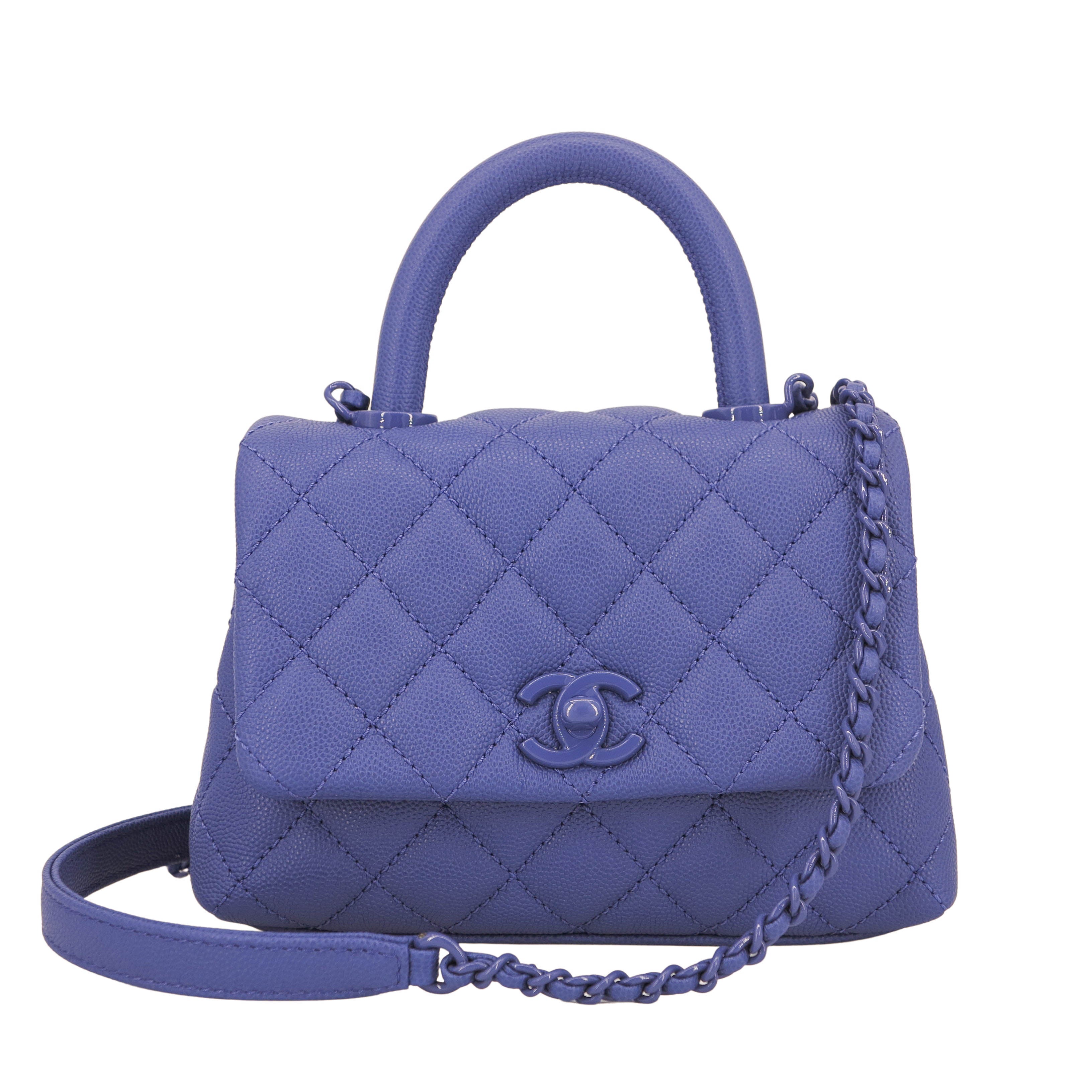 Extra Mini Coco Handle Flap Bag in Purple Caviar