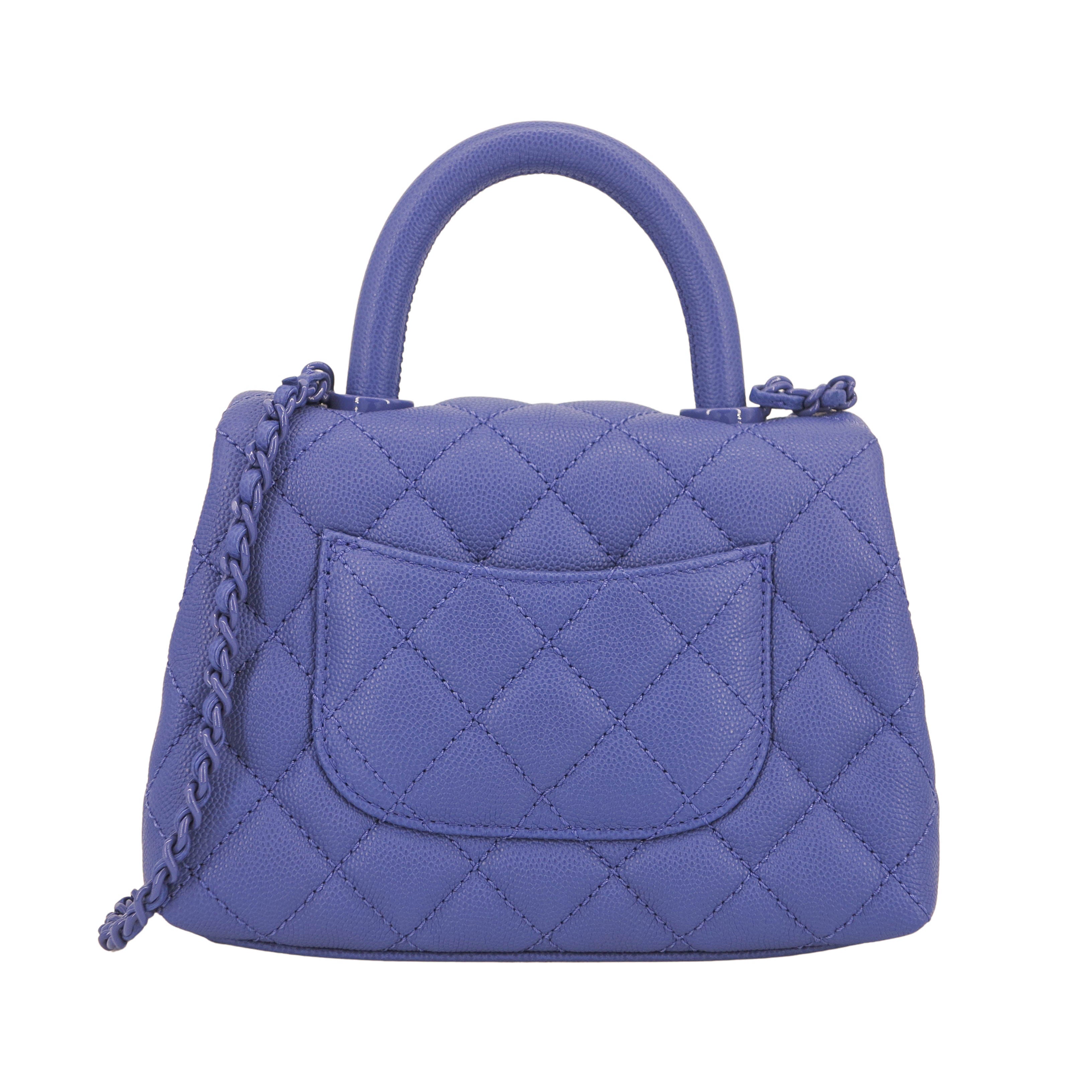 Extra Mini Coco Handle Flap Bag in Purple Caviar