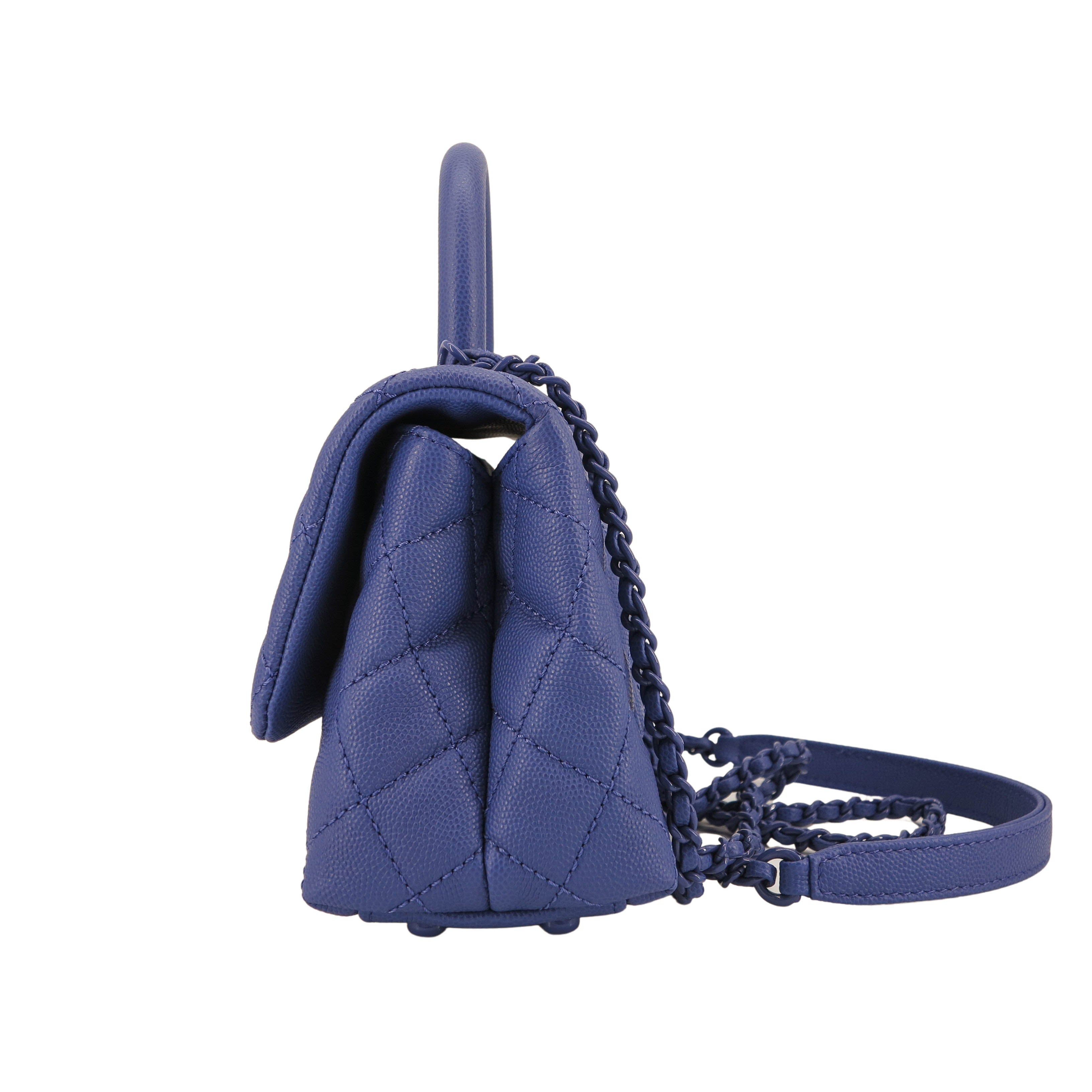 Extra Mini Coco Handle Flap Bag in Purple Caviar