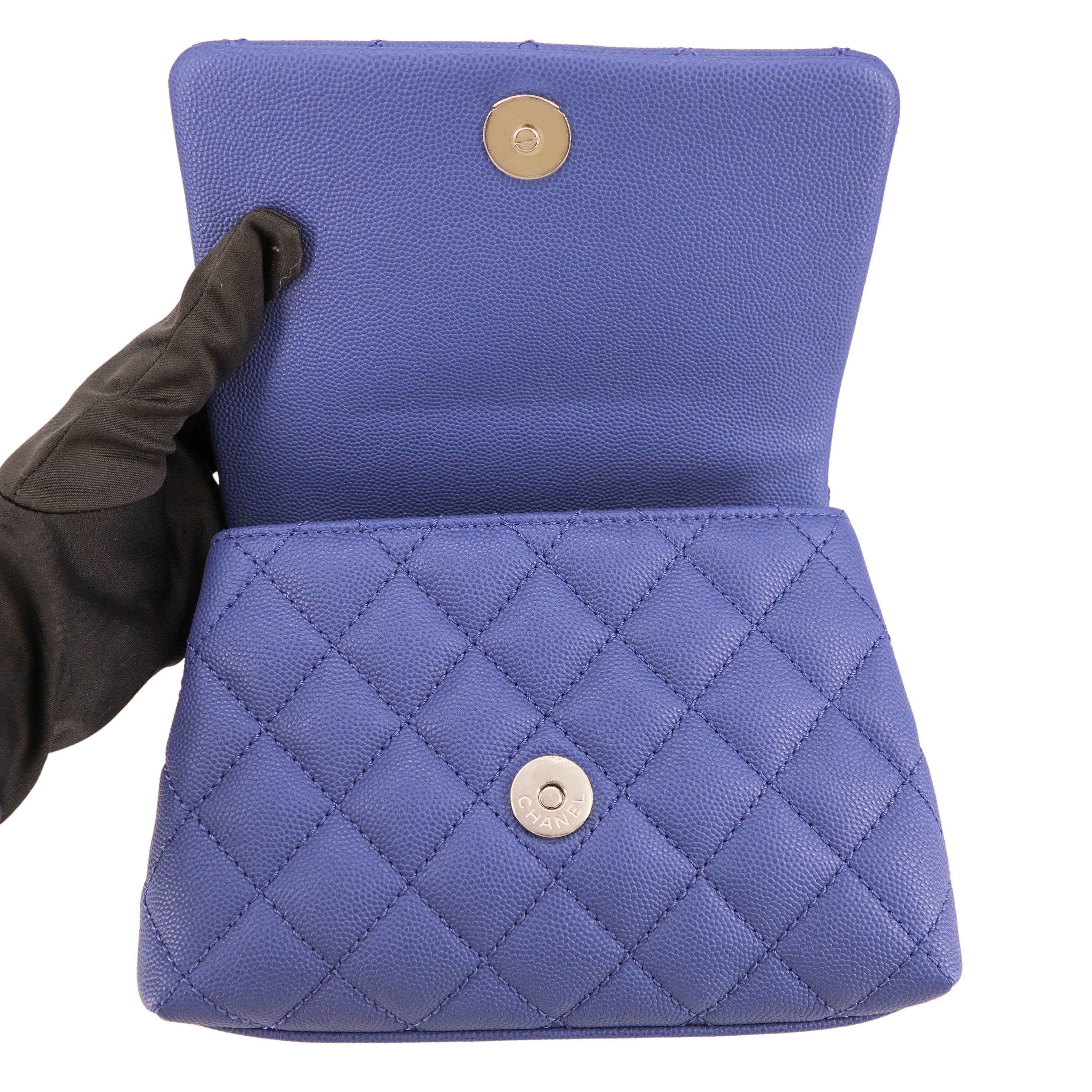 Extra Mini Coco Handle Flap Bag in Purple Caviar