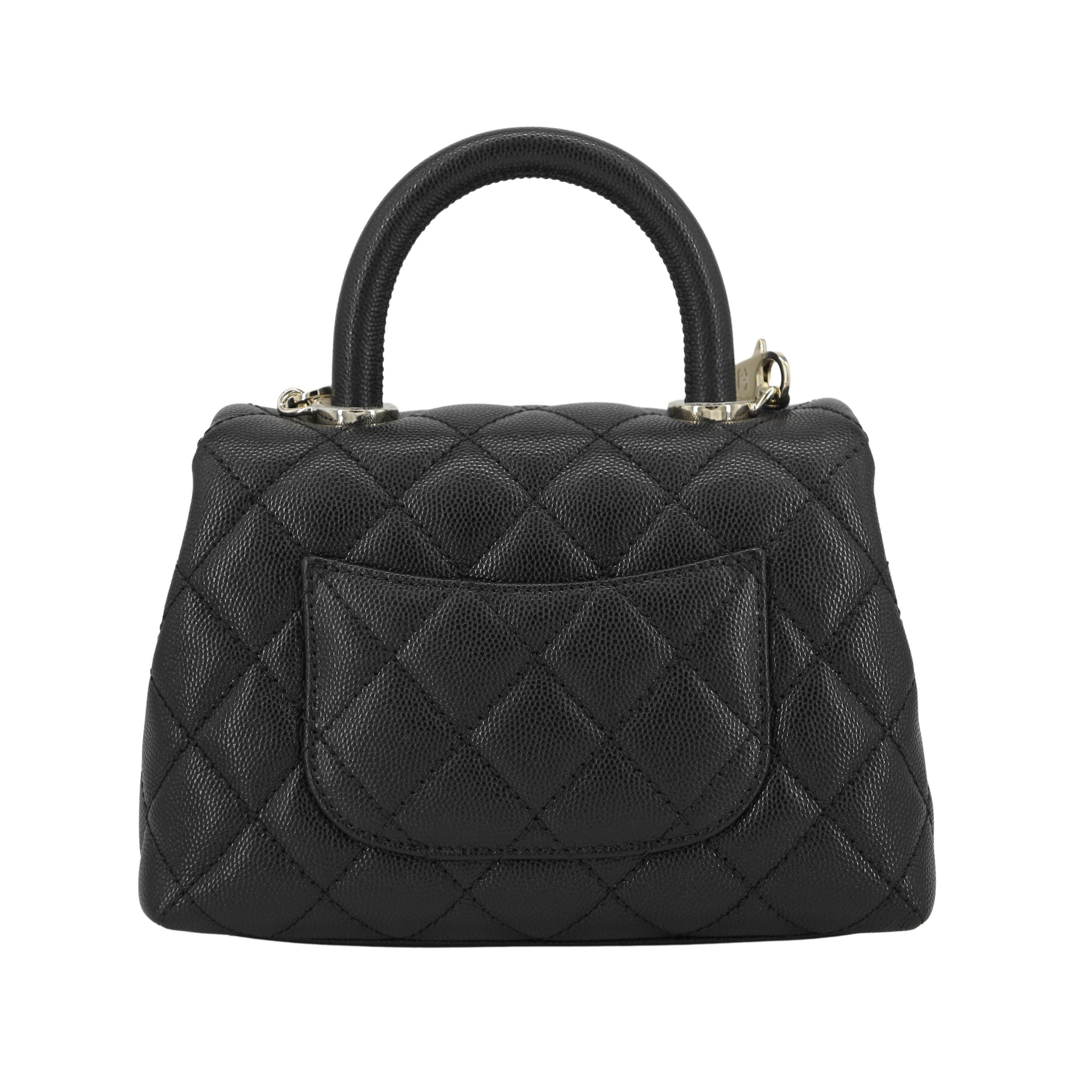 Extra Mini Coco Handle Flap Bag in Black Caviar