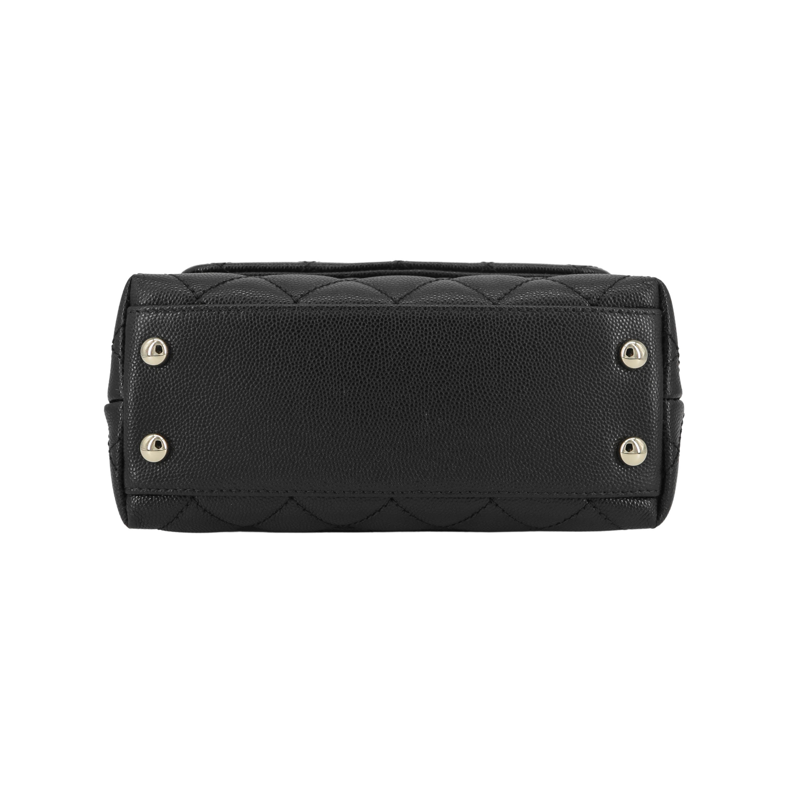 Extra Mini Coco Handle Flap Bag in Black Caviar