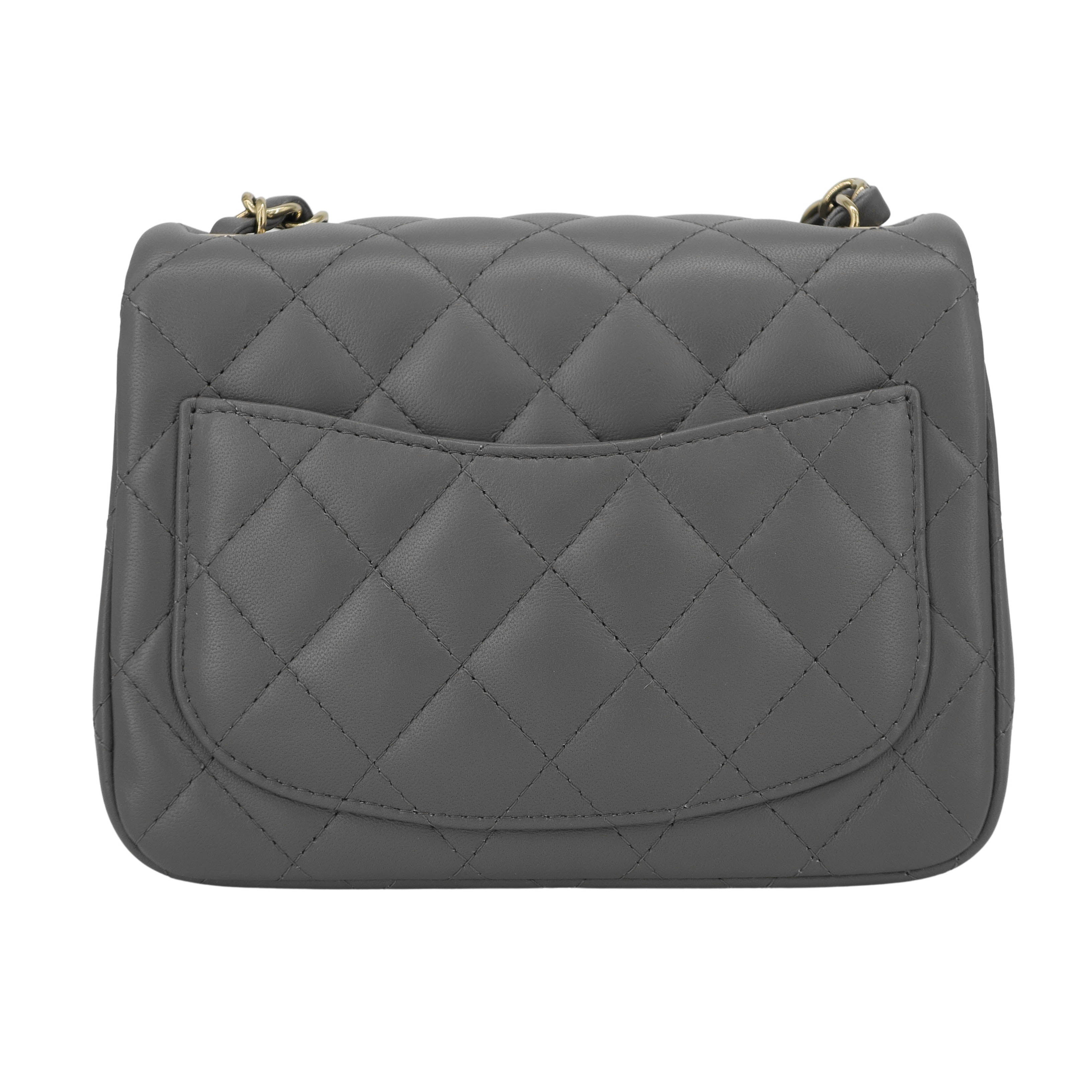 Classic Mini Square Flap Bag in 22A Grey Lambskin