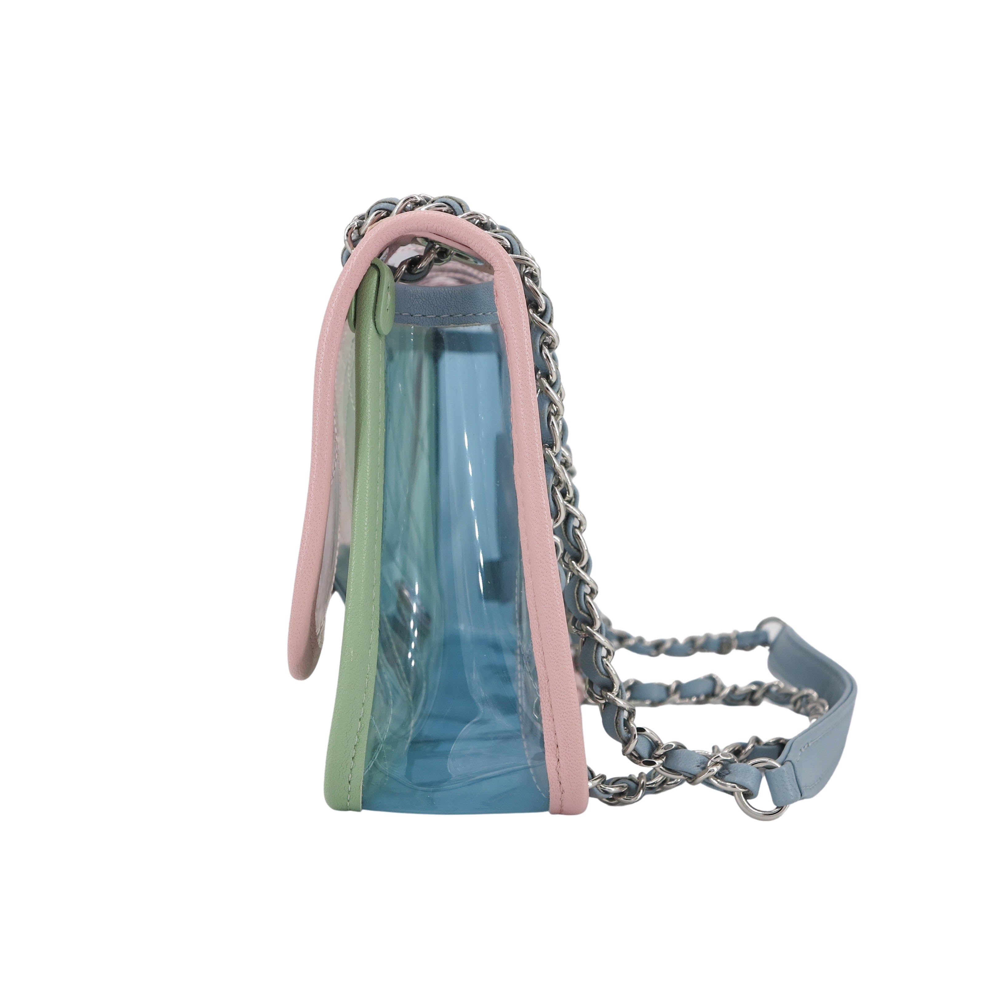 Coco Splash PVC Medium Flap Bag Pink Blue Green
