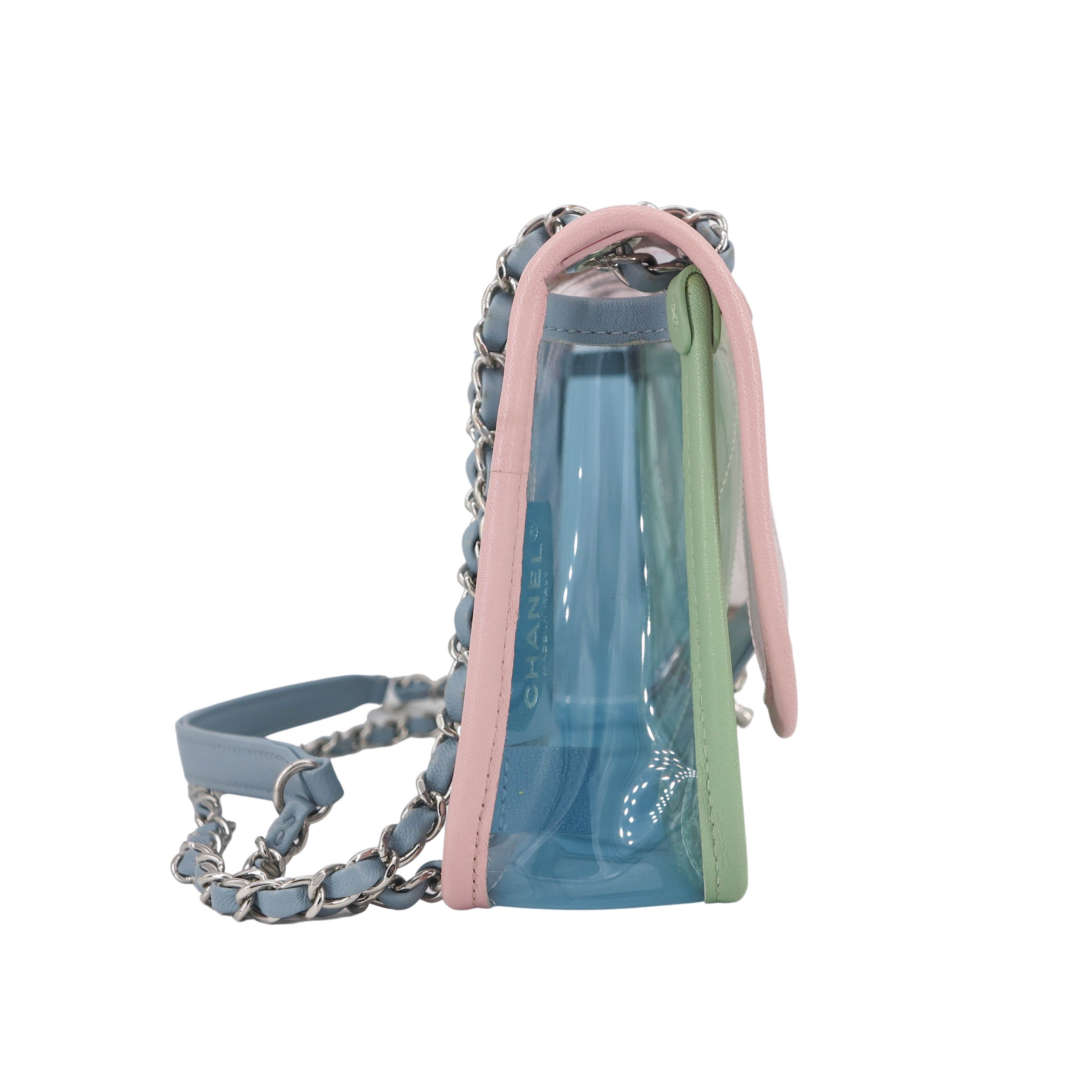 Coco Splash PVC Medium Flap Bag Pink Blue Green