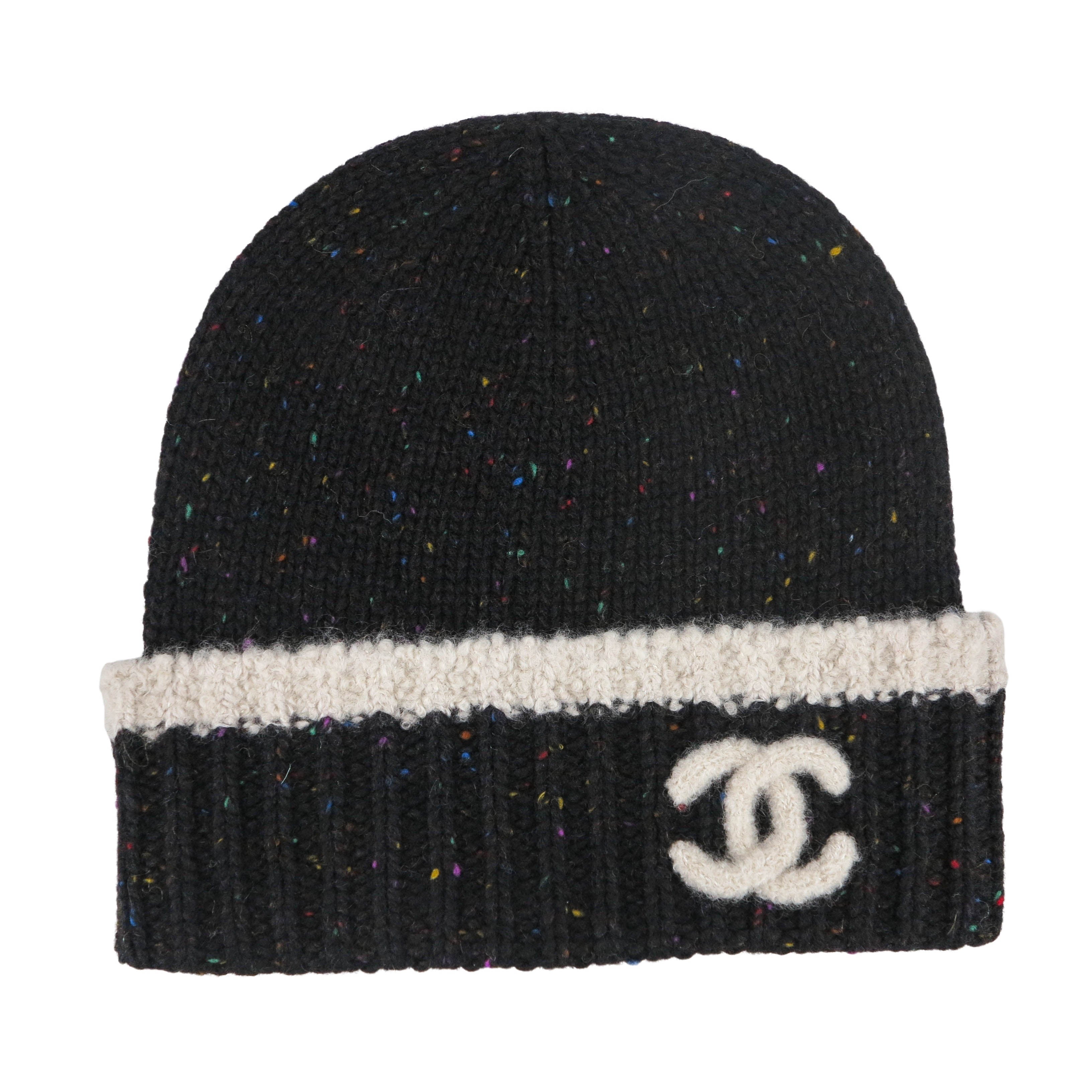 CC Logo Black Rainbow Specks Cashmere Beanie Hat