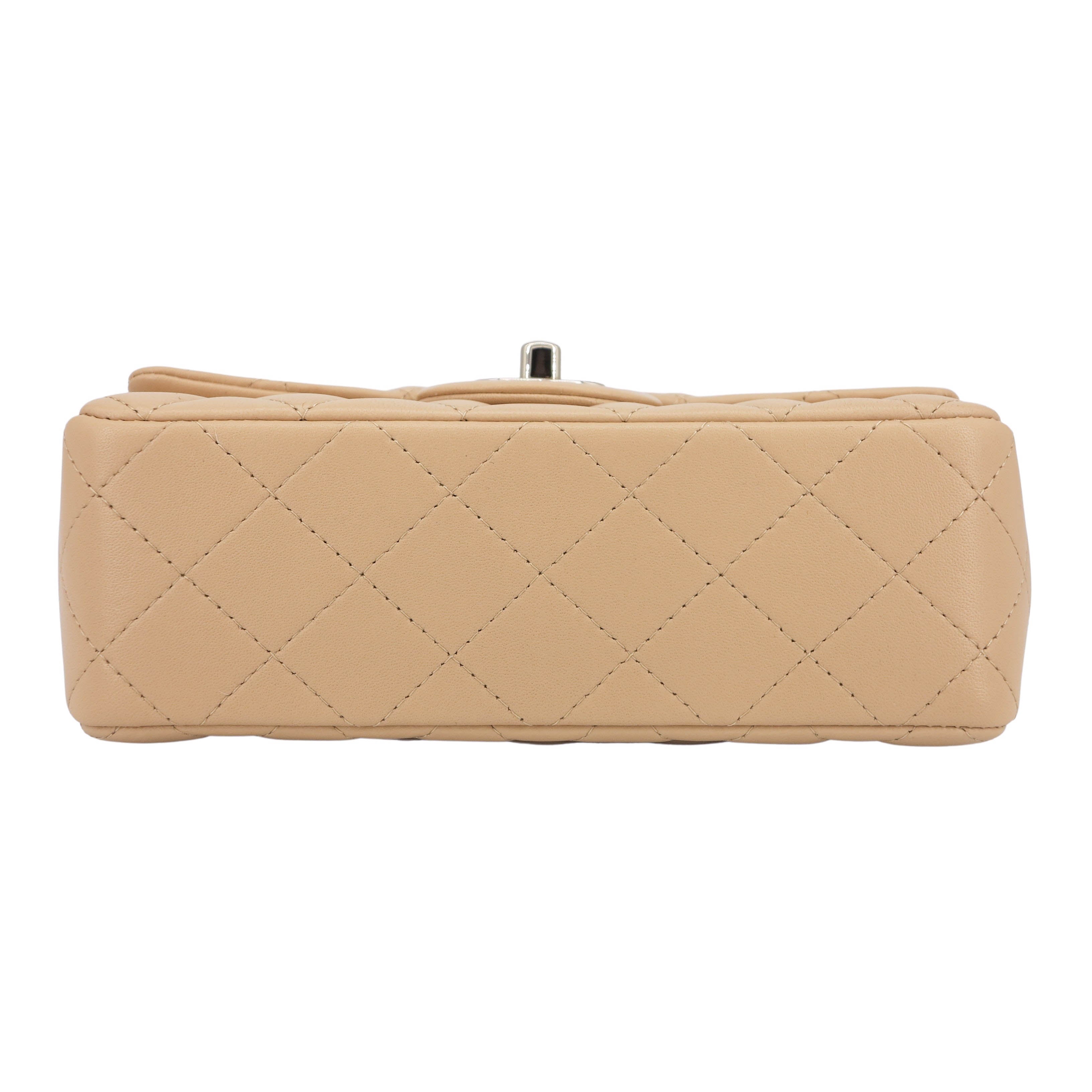 22C Beige Lambskin Mini Rectangular Flap Bag