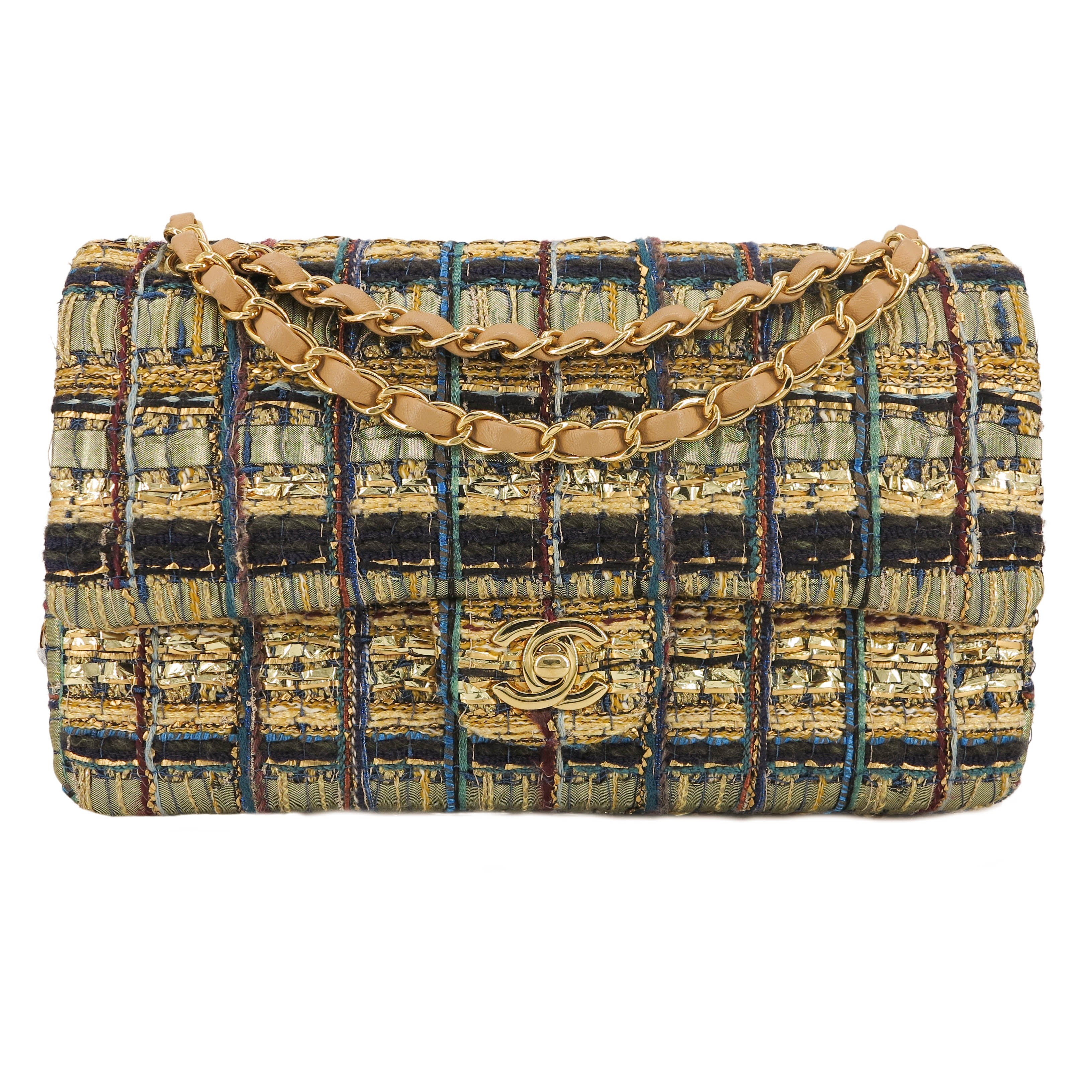 19A Ancient Egypt Gold Tweed Medium Classic Double Flap Bag