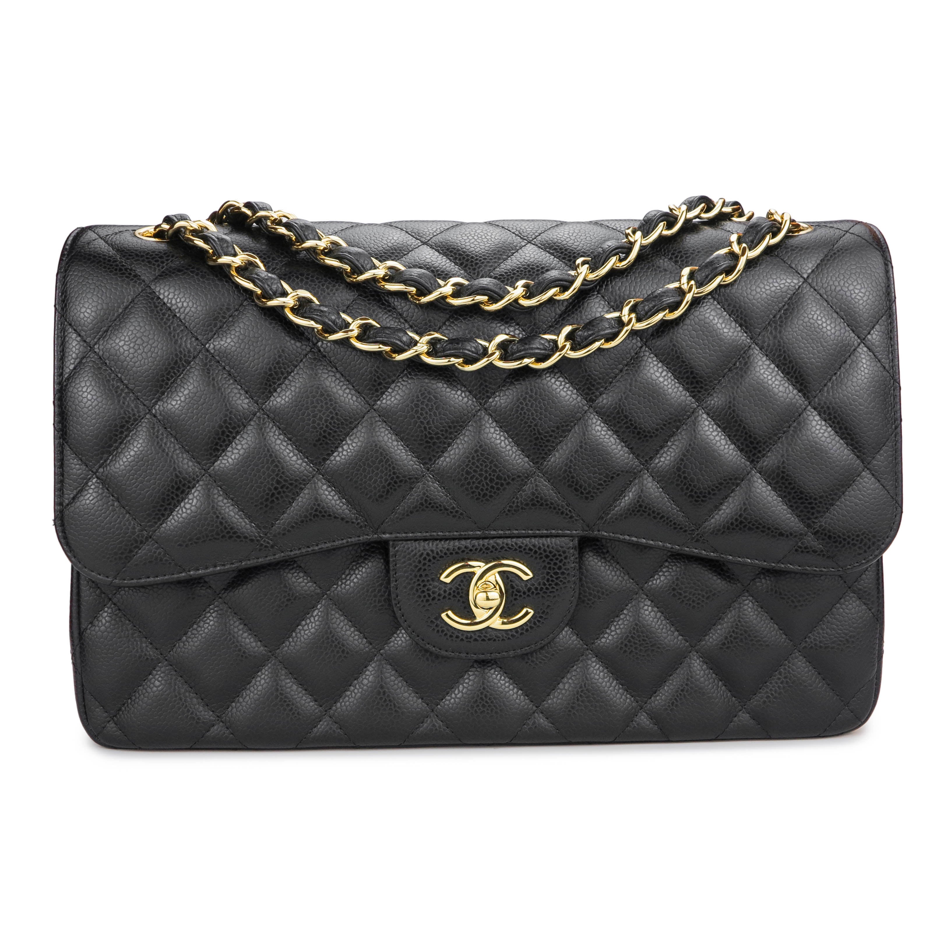 Jumbo Classic Double Flap Bag in Black Caviar GHW