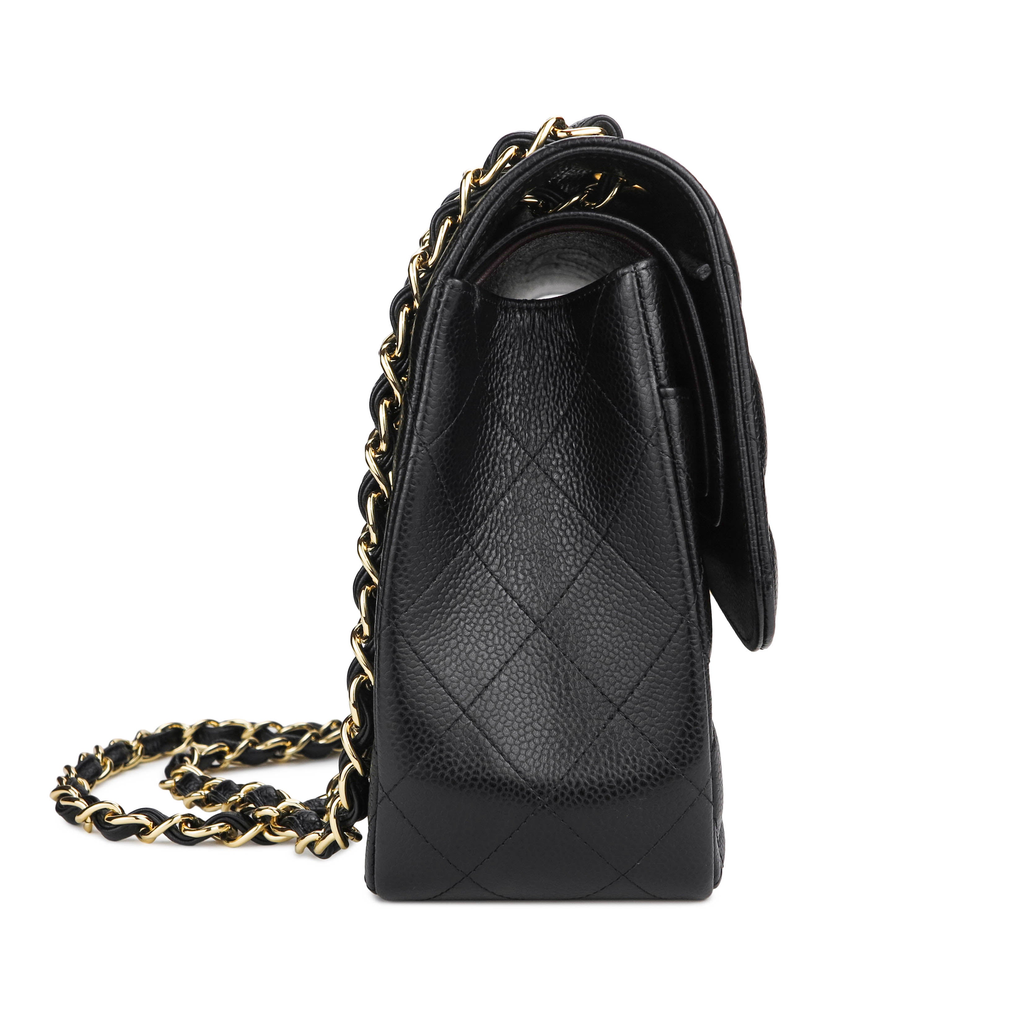 Jumbo Classic Double Flap Bag in Black Caviar GHW