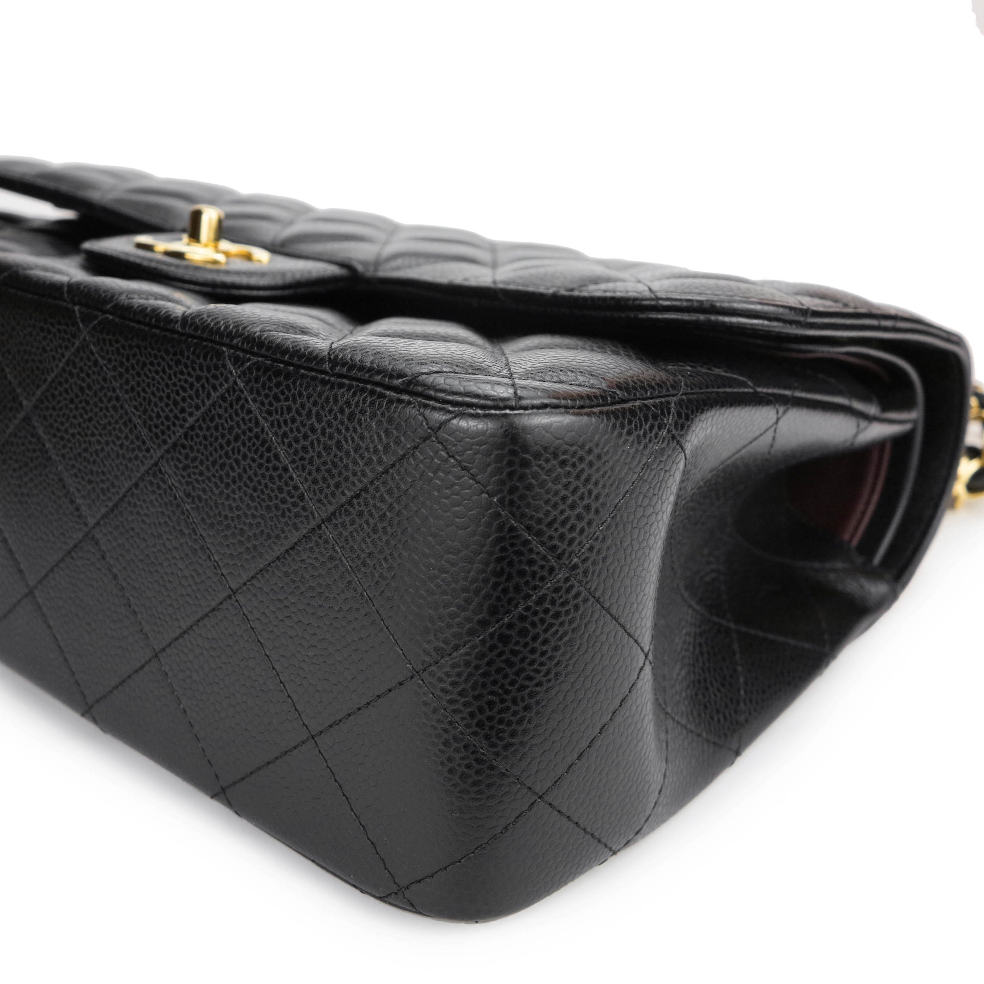 Jumbo Classic Double Flap Bag in Black Caviar GHW