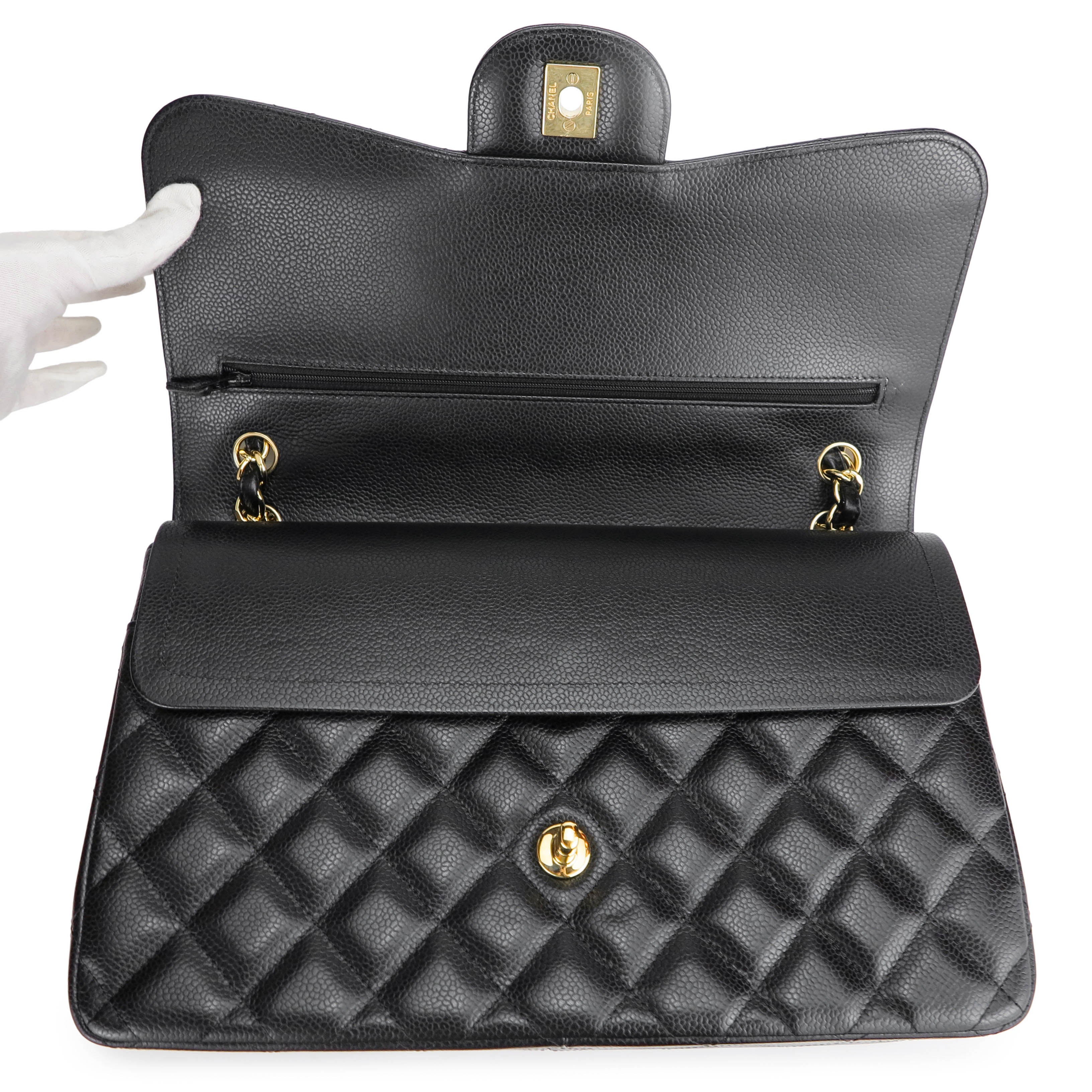 Jumbo Classic Double Flap Bag in Black Caviar GHW