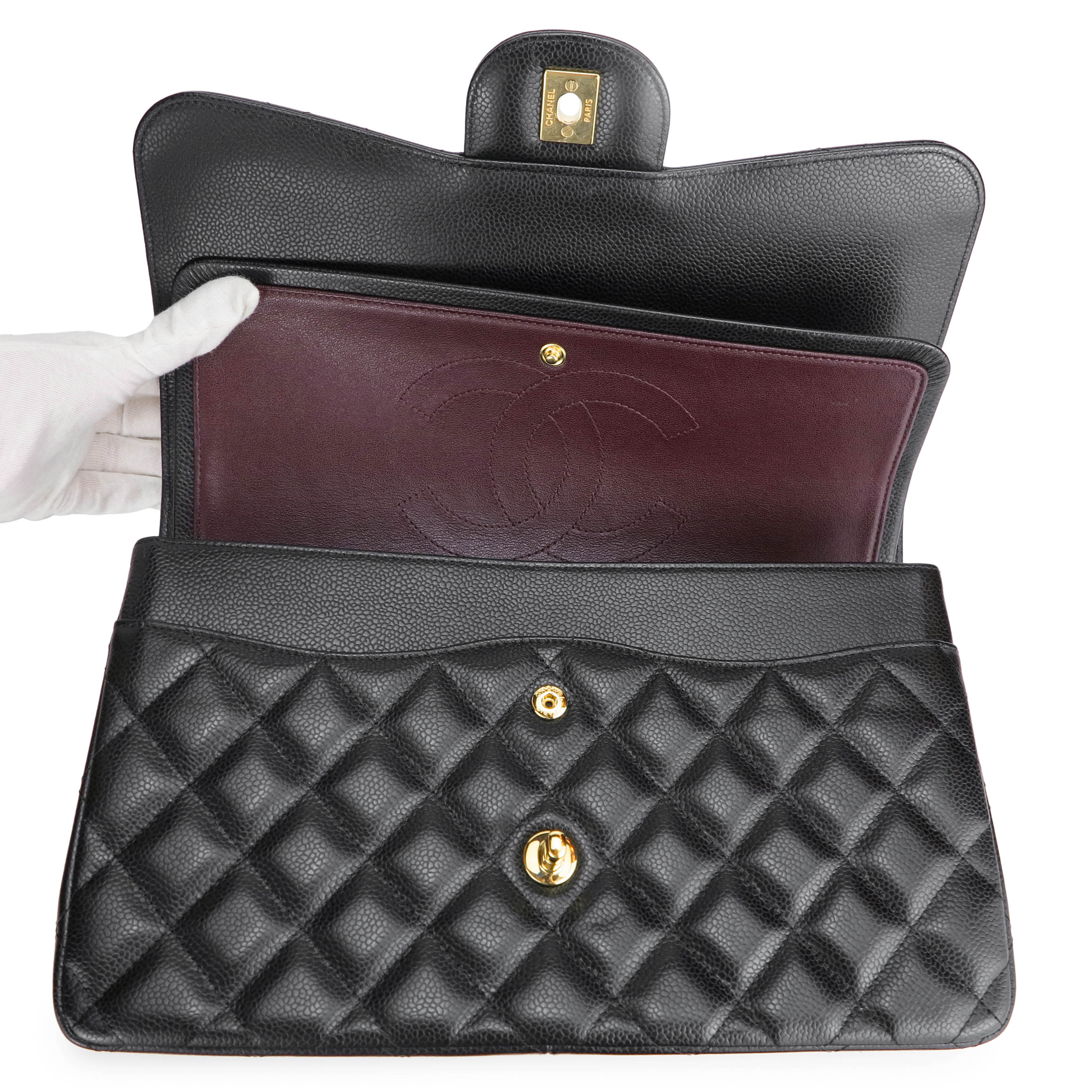 Jumbo Classic Double Flap Bag in Black Caviar GHW