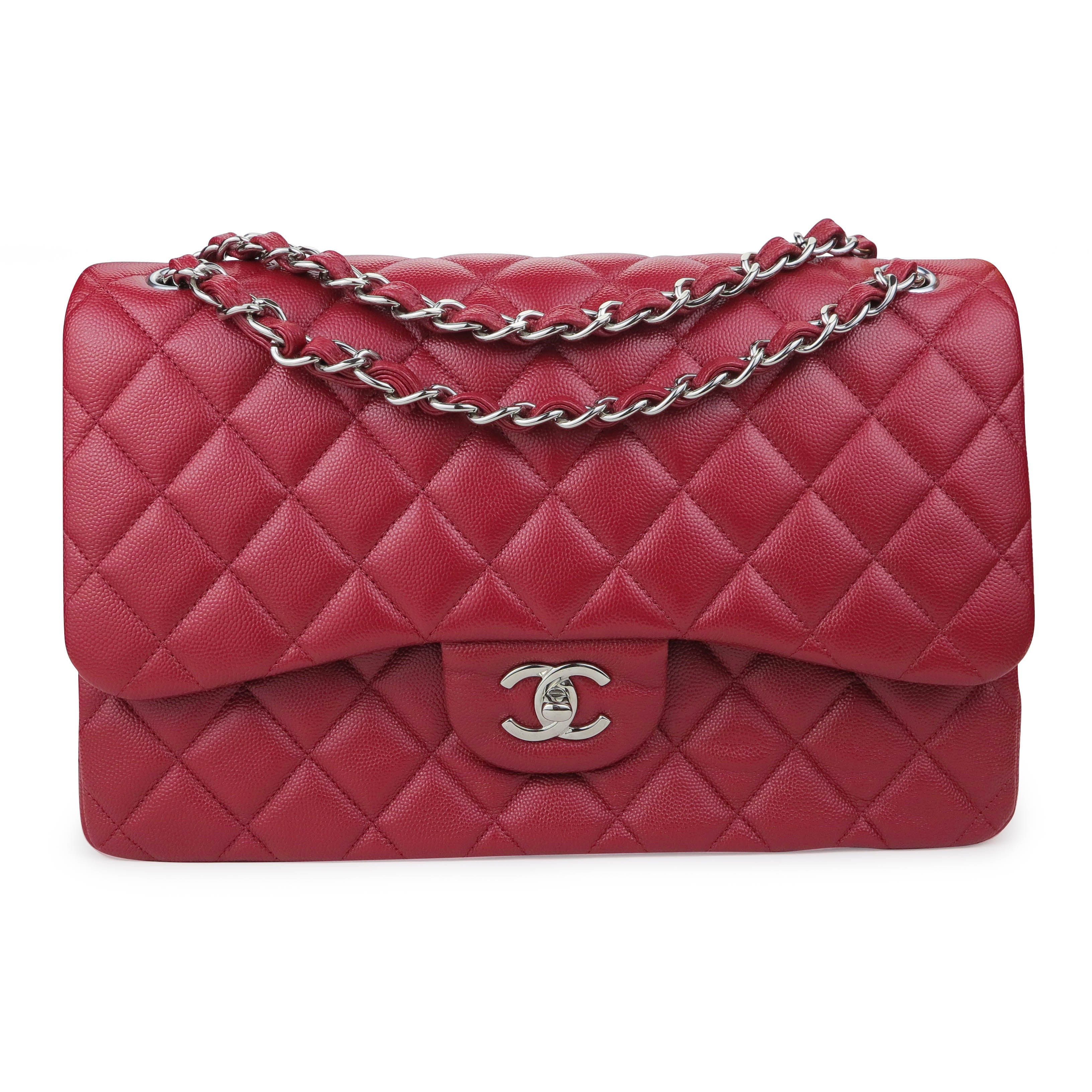 Jumbo Classic Double Flap Bag in 17B Red Caviar