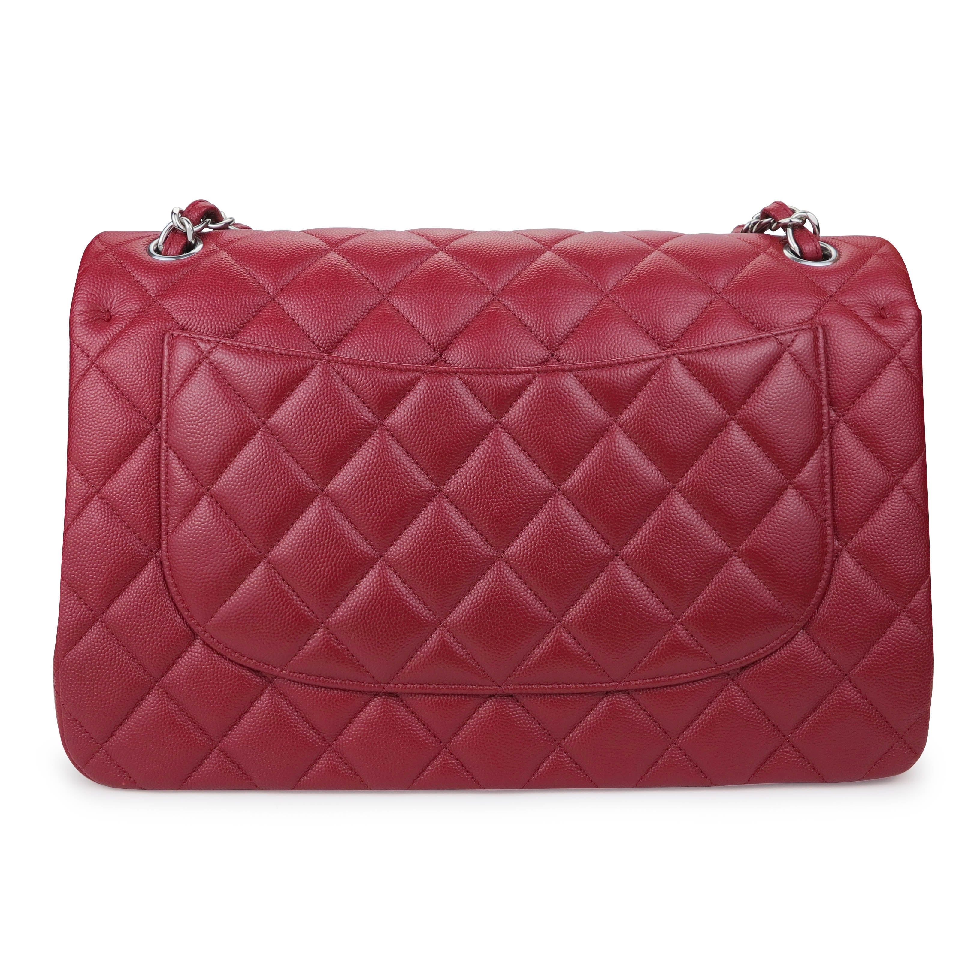 Jumbo Classic Double Flap Bag in 17B Red Caviar