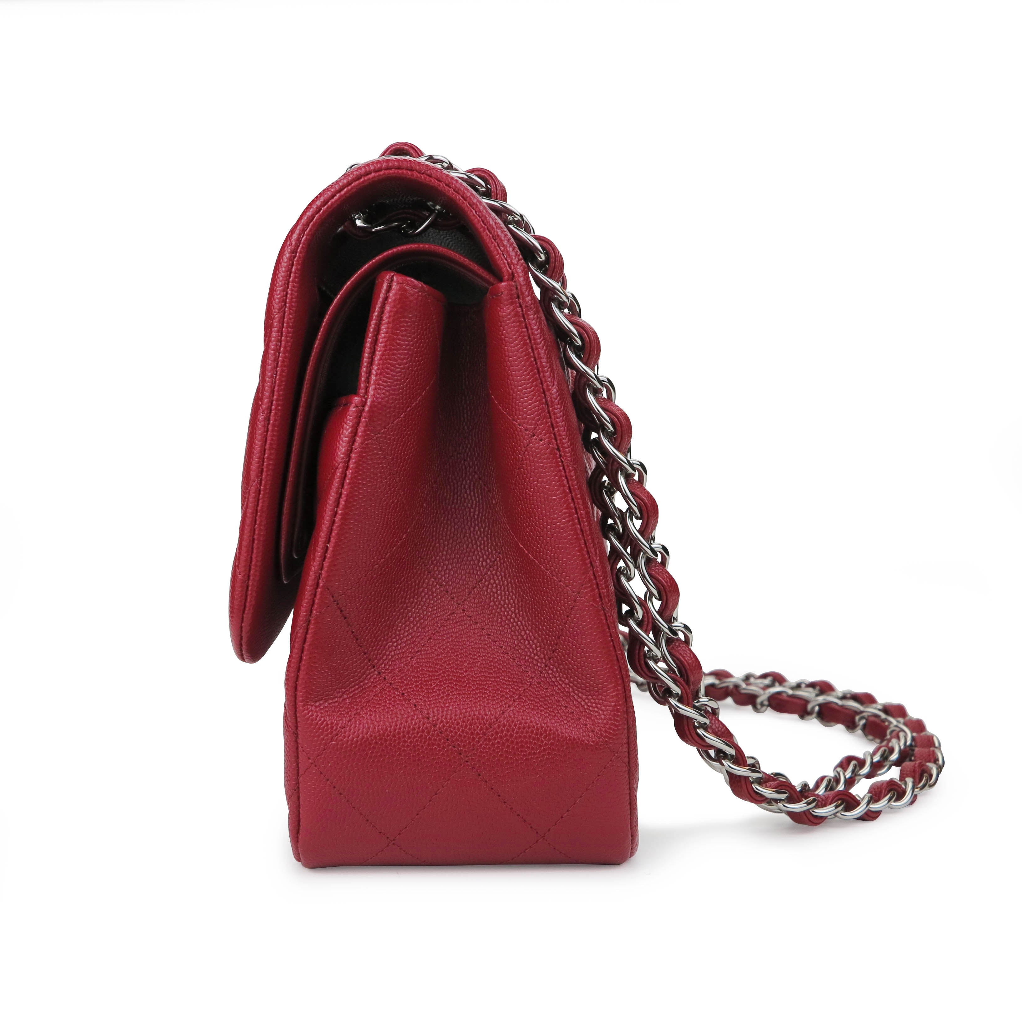 Jumbo Classic Double Flap Bag in 17B Red Caviar