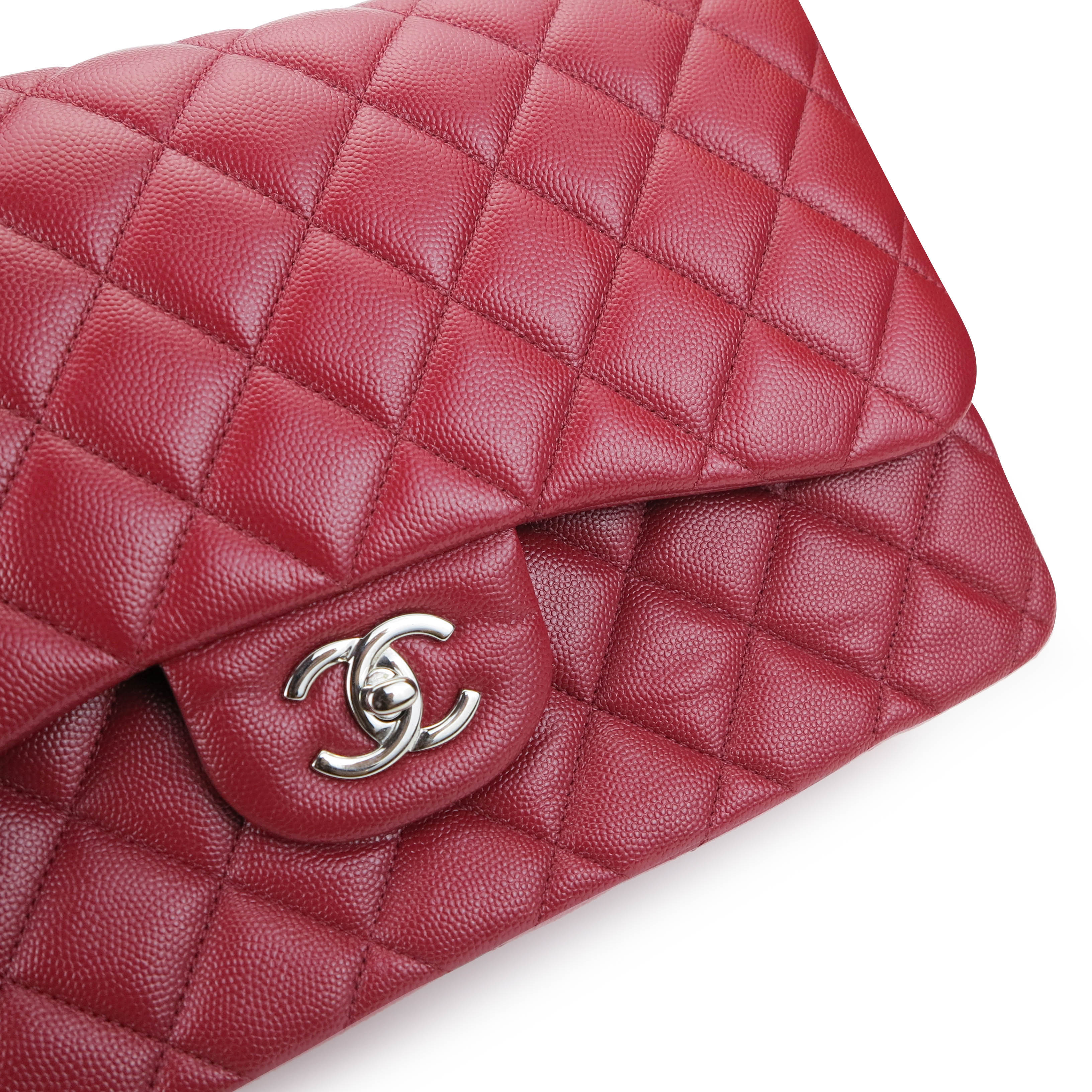 Jumbo Classic Double Flap Bag in 17B Red Caviar