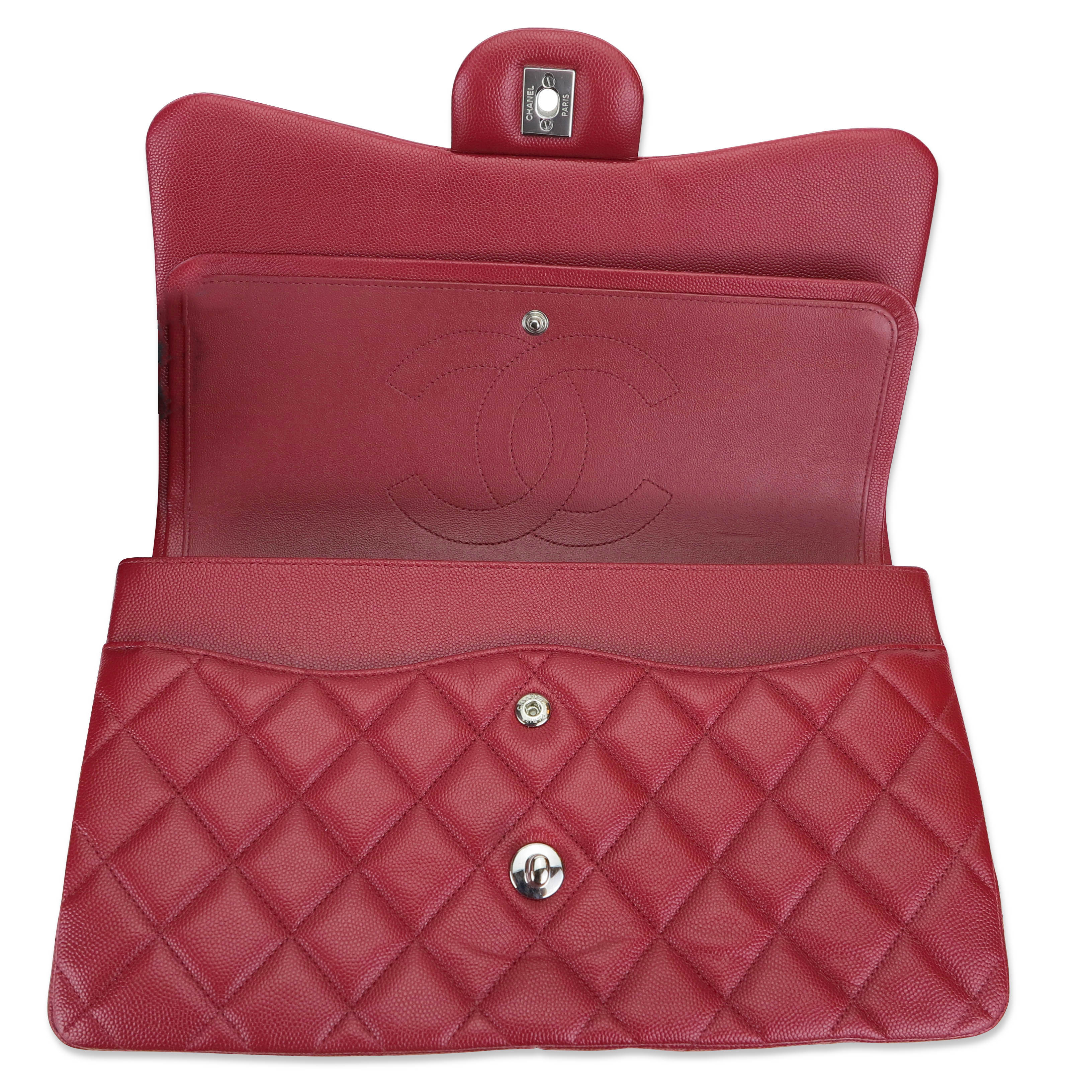 Jumbo Classic Double Flap Bag in 17B Red Caviar