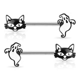 ghost and cat nipple ring