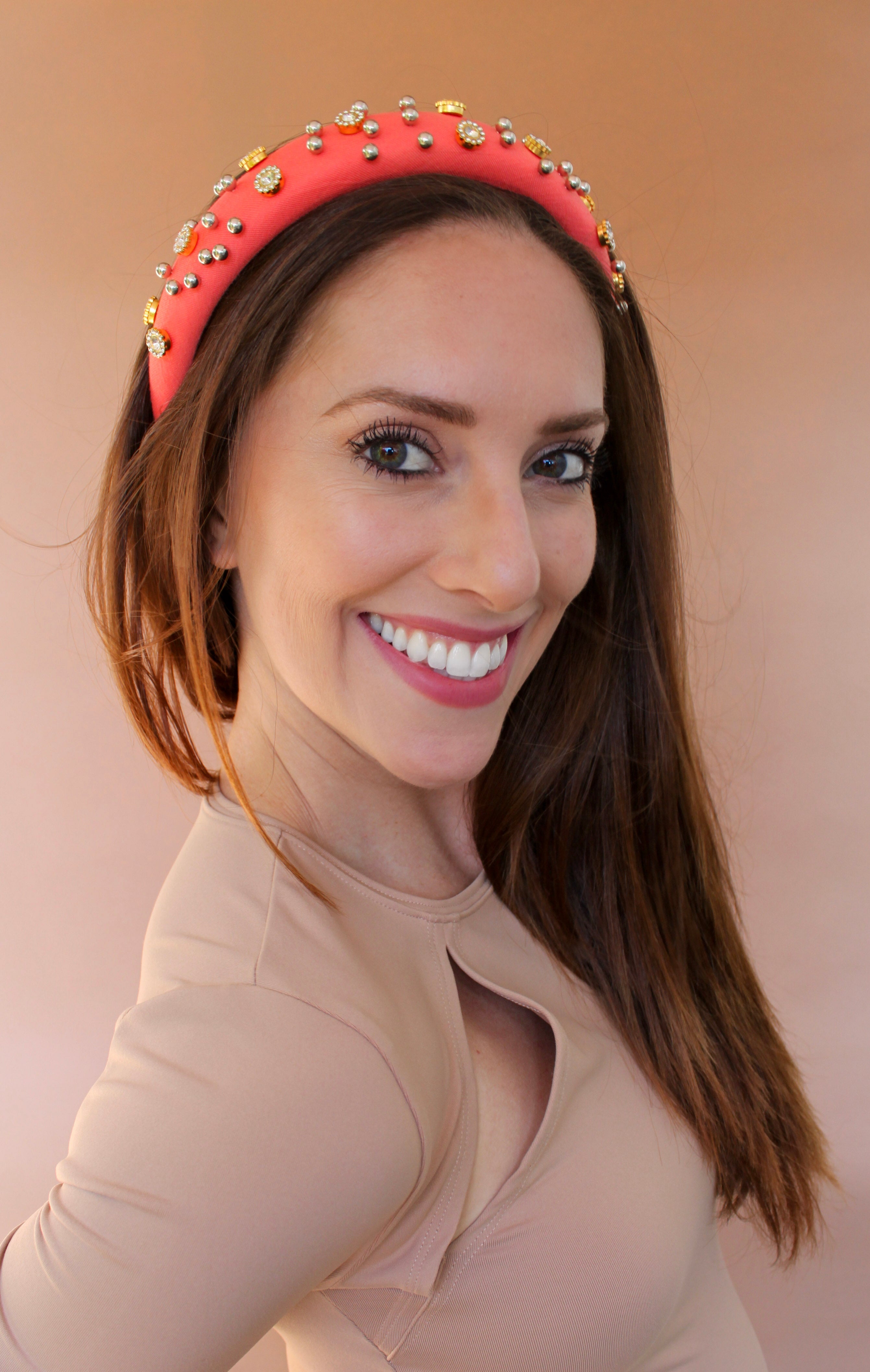 Classic Embellished Headband | Coral