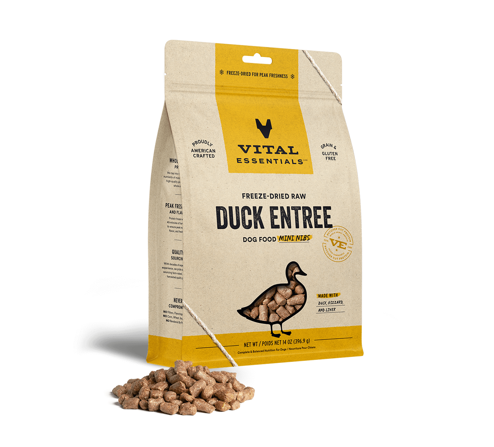 Vital Essentials Duck Entree Mini Nibs Freeze-Dried Raw Dog Food