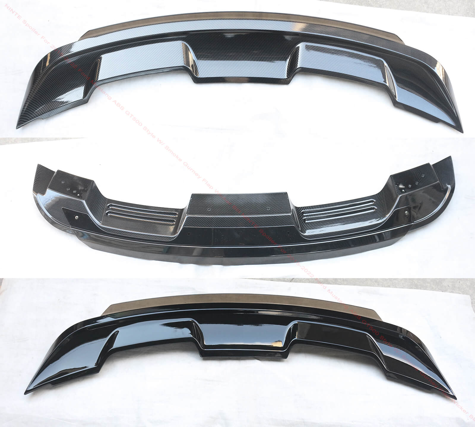 NINTE Spoiler For 2015-2022 Ford Mustang ABS GT500 Style with Smoke Gurney Flap Wicker Bill