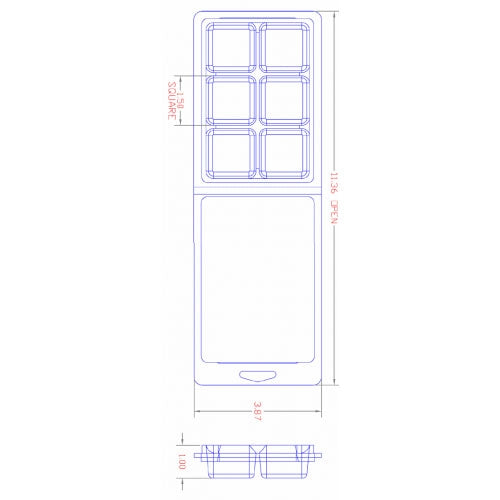 Clamshell  - Large Square - 6 Cavity