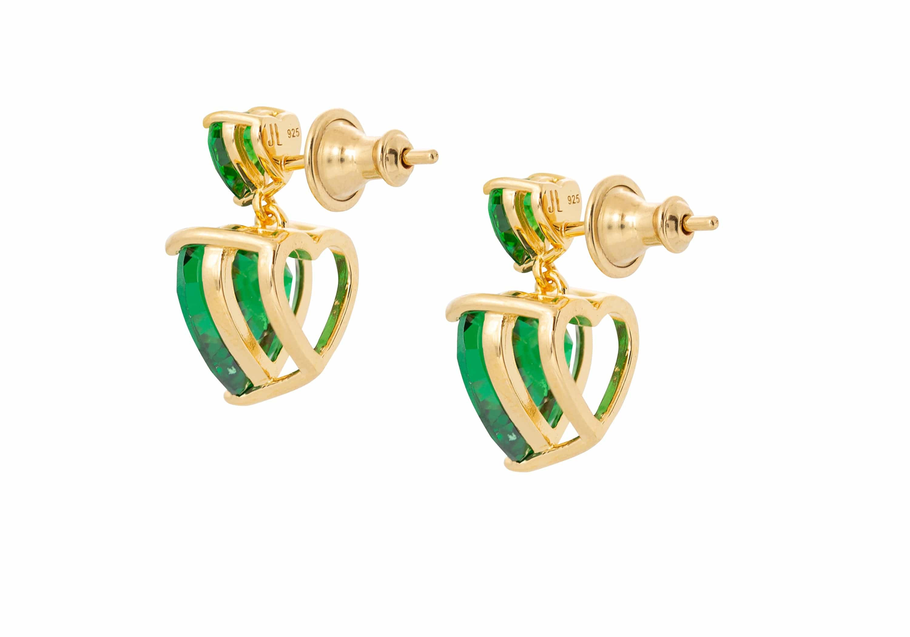 Heart Drop Earrings Green