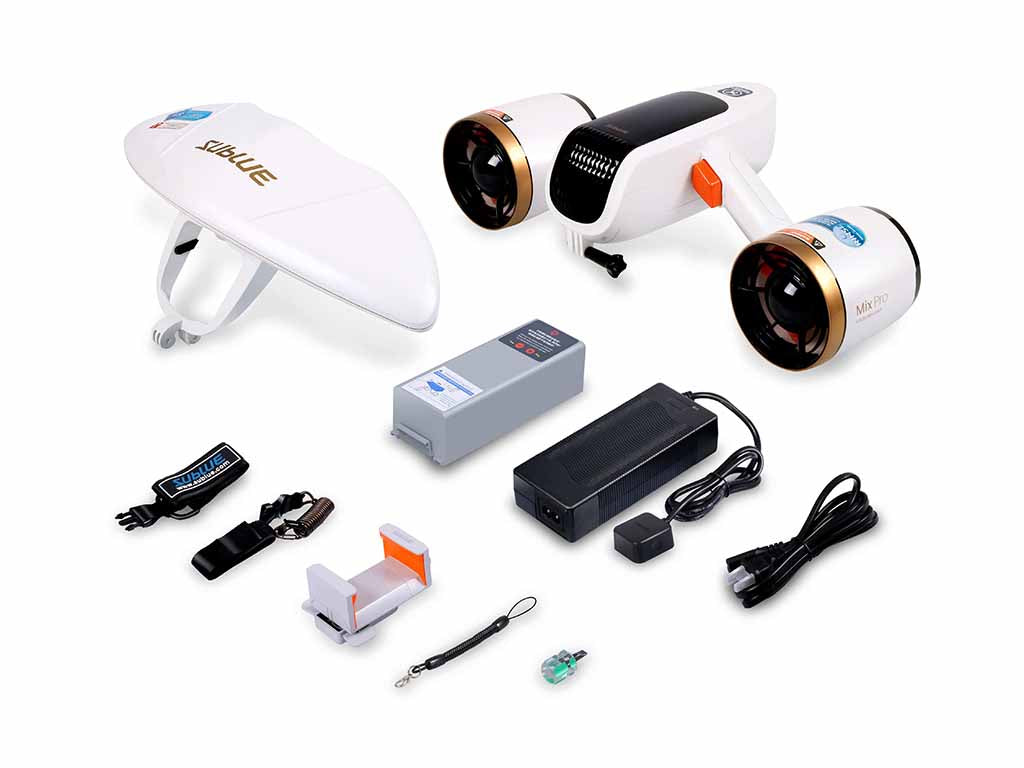 Sublue WhiteShark MixPro Underwater Scooter in the box