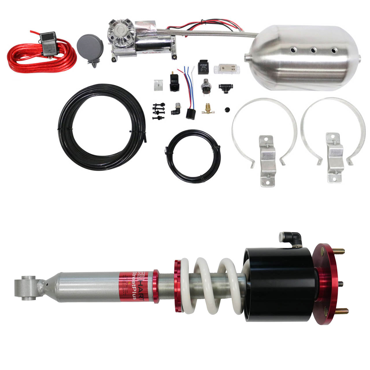 StreetPlus Coilovers w/ Front Air Cups Plus Silver Management For 94-01 Acura Integra 92-00 Honda Civic TruHart