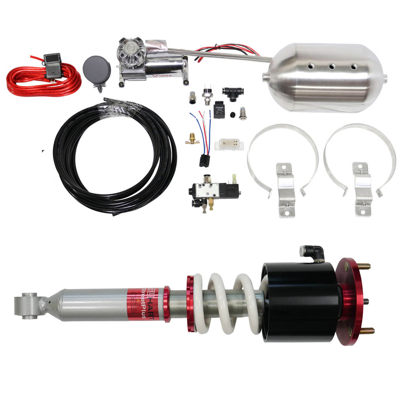 StreetPlus Coilovers w/ Front Air Cups Plus Gold Control System For 97-01 Honda CR-V TruHart