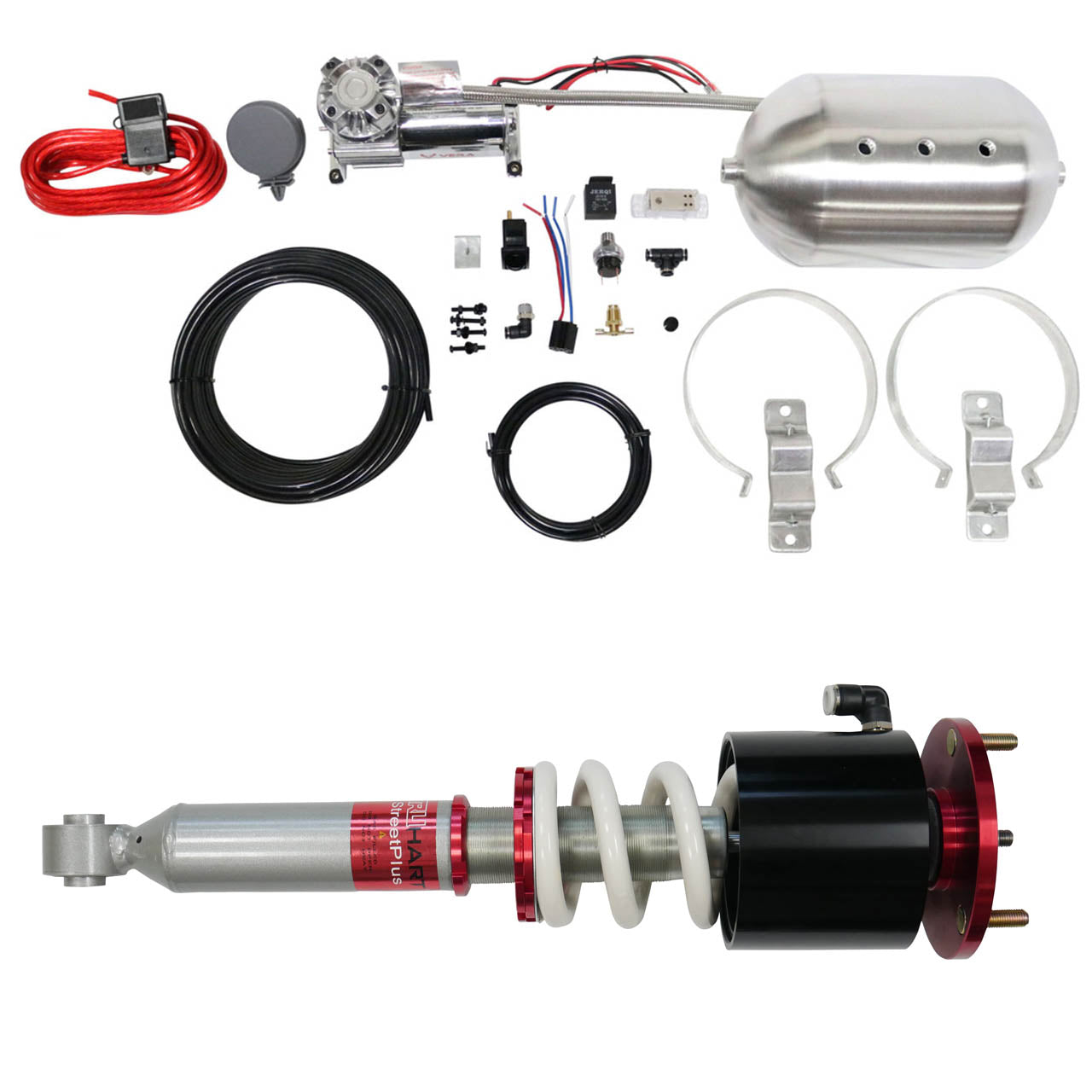 StreetPlus Coilovers w/ Front Air Cups Plus Silver Management w/ ADS Modules For 18+ Honda Accord 17+ Honda Civic Si TruHart