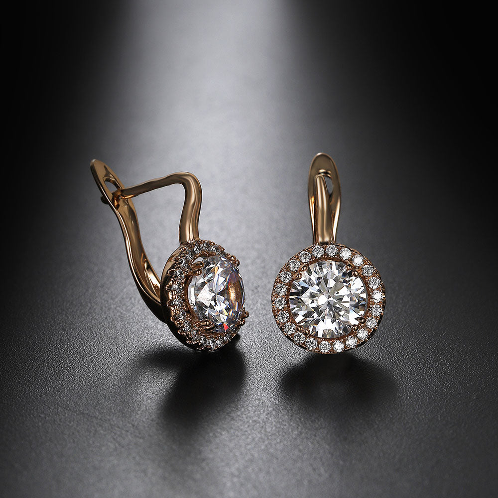 PATAYA Hollow Drop Gold Zircon Earring