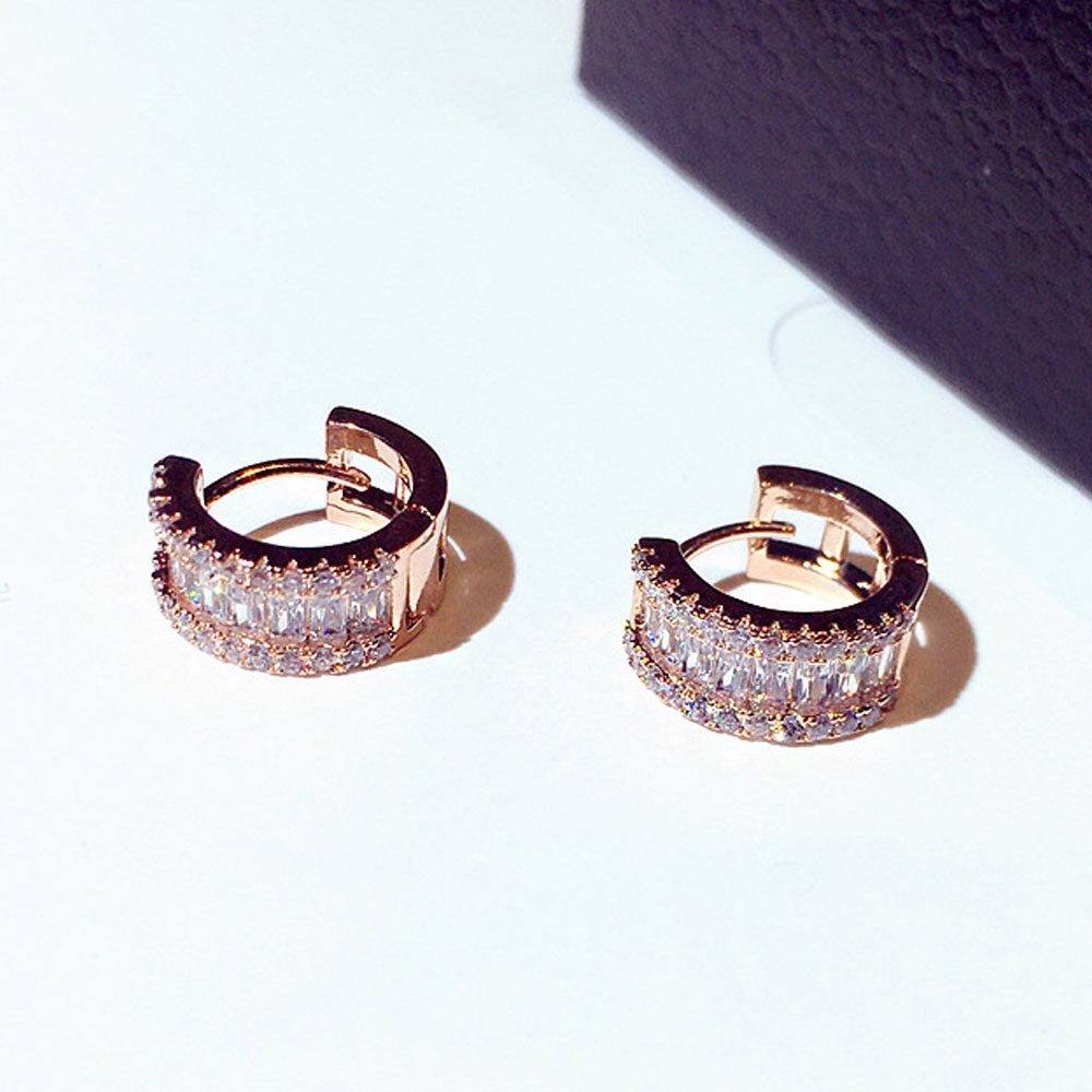 Round Inlaid Rhinestone Ear Studs