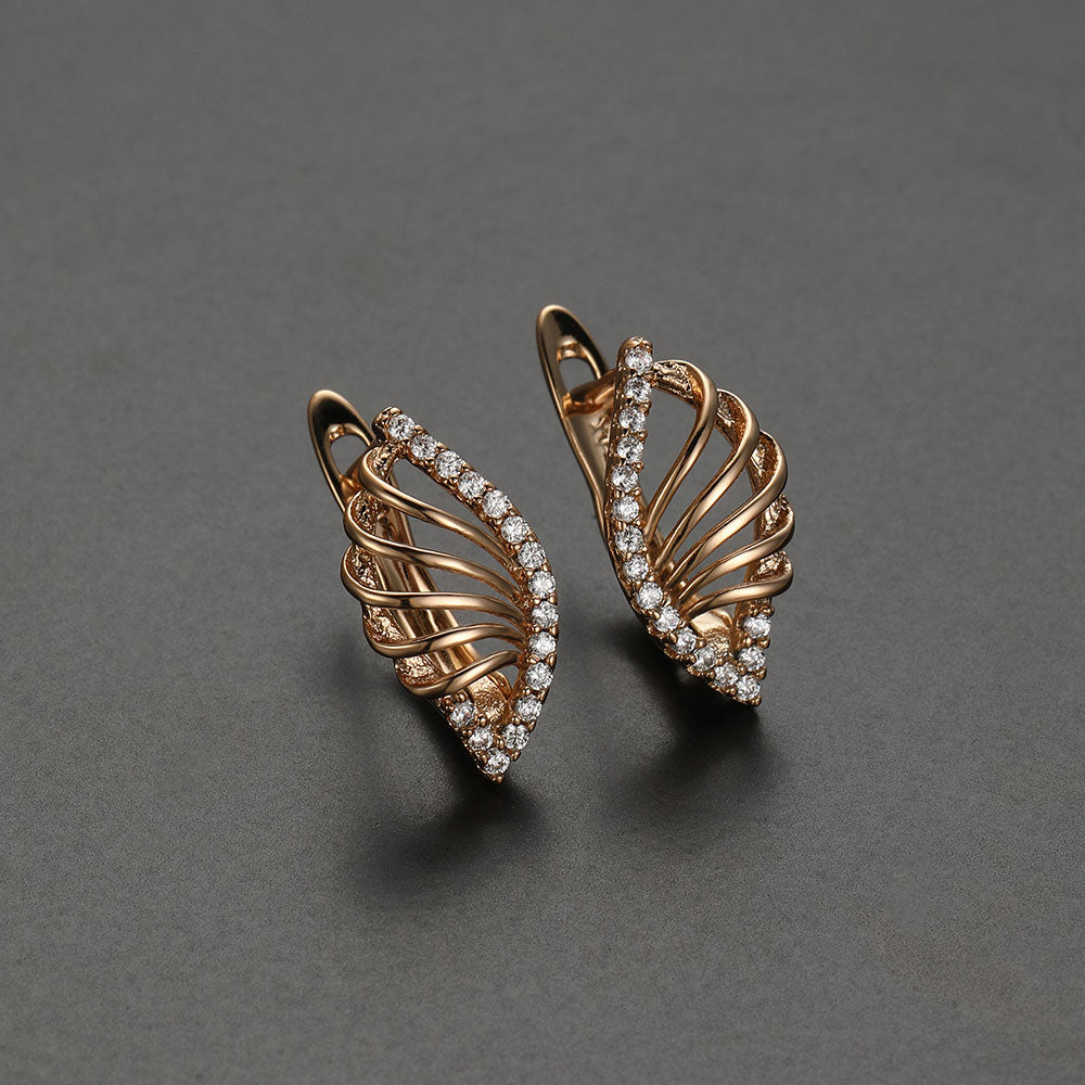 PATAYA Hollow Drop Gold Zircon Earring