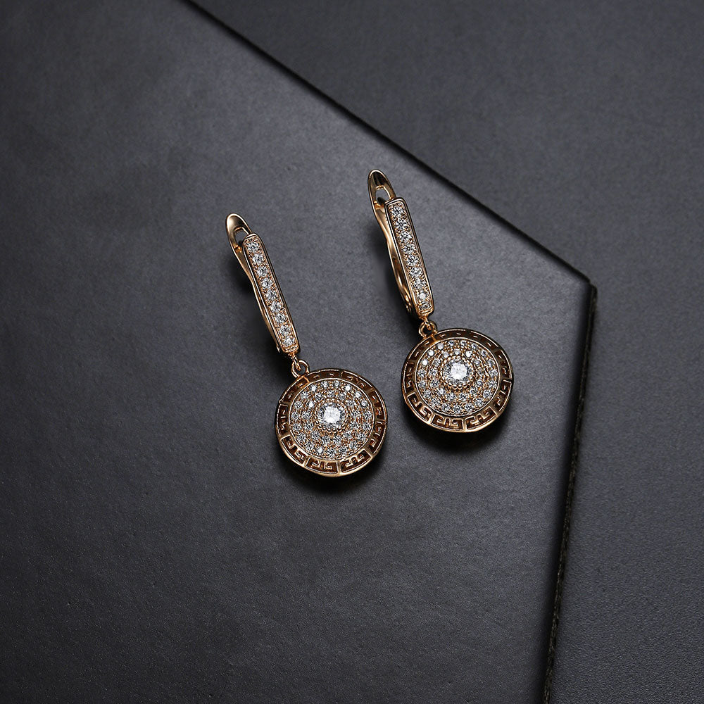 PATAYA Hollow Drop Gold Zircon Earring