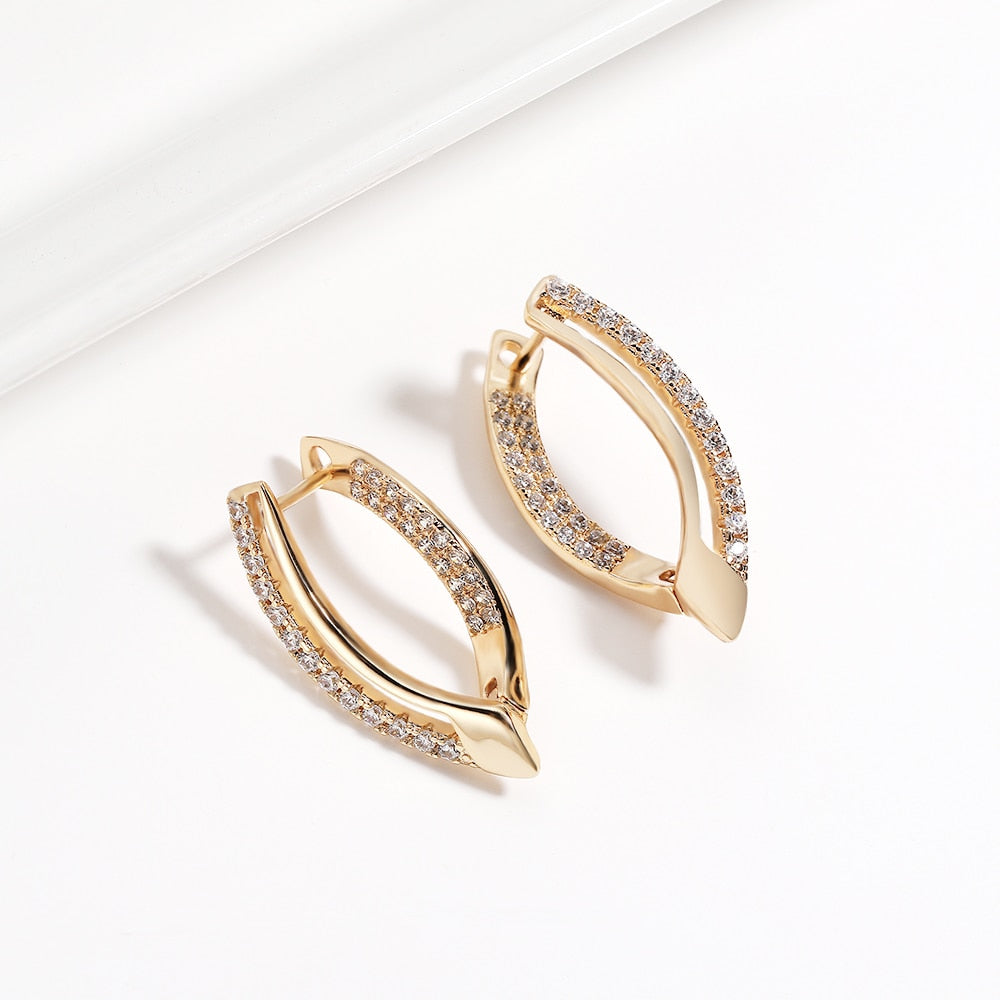 PATAYA Hollow Drop Gold Zircon Earring