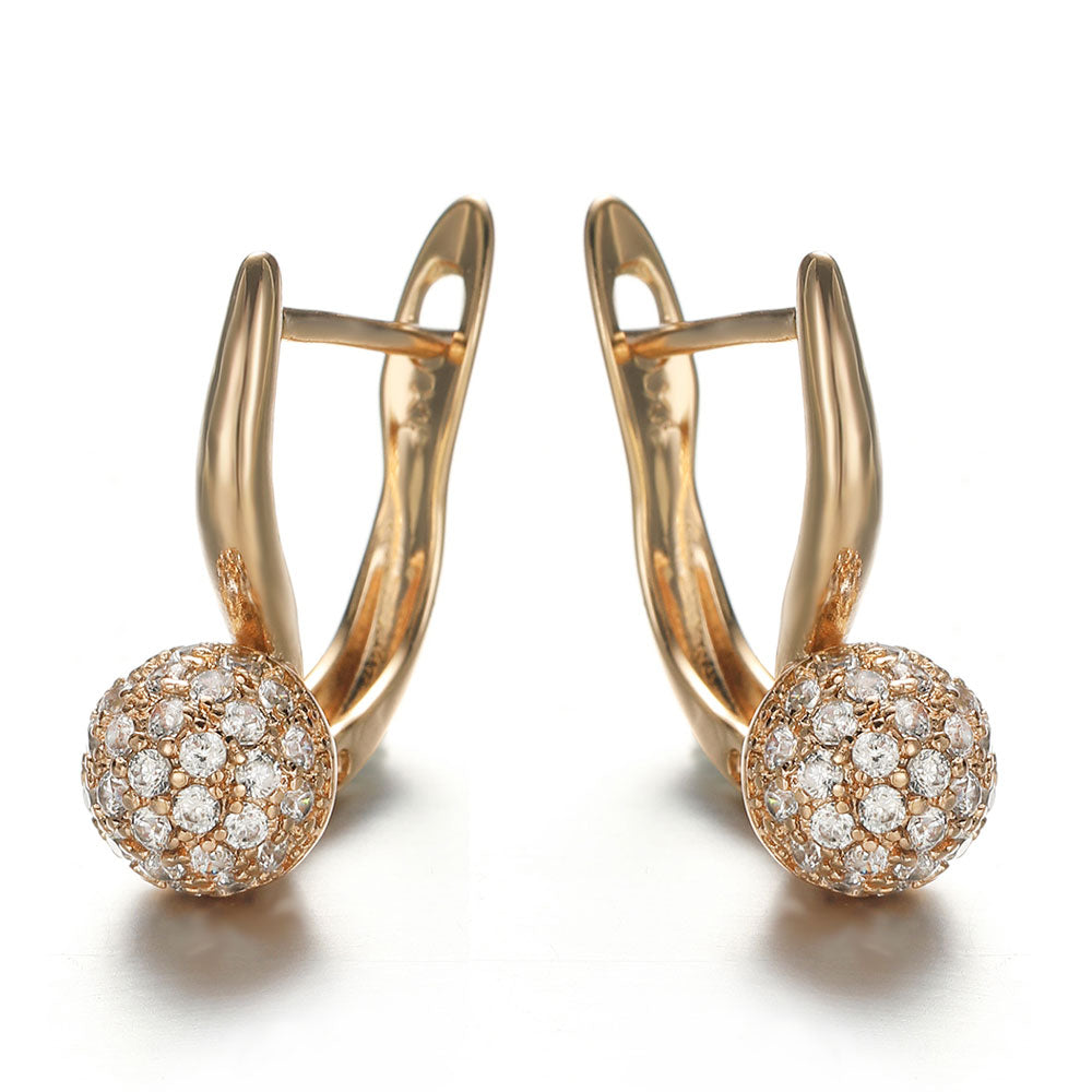 PATAYA Hollow Drop Gold Zircon Earring