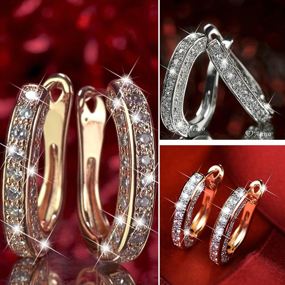 Round Crystal Rhinestone Hoop Earrings