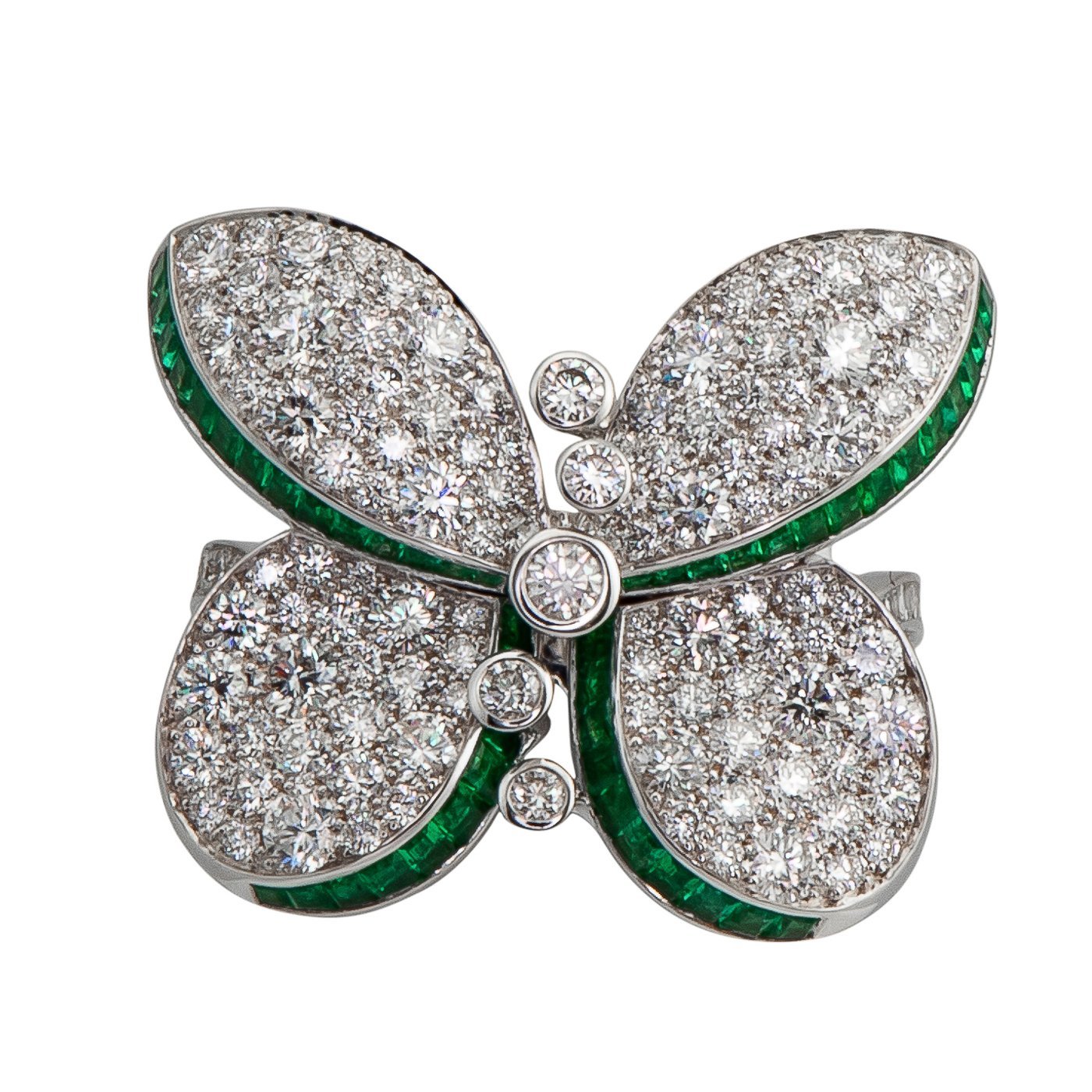 Graff Princess Butterfly Ring with Emeralds And Diamonds