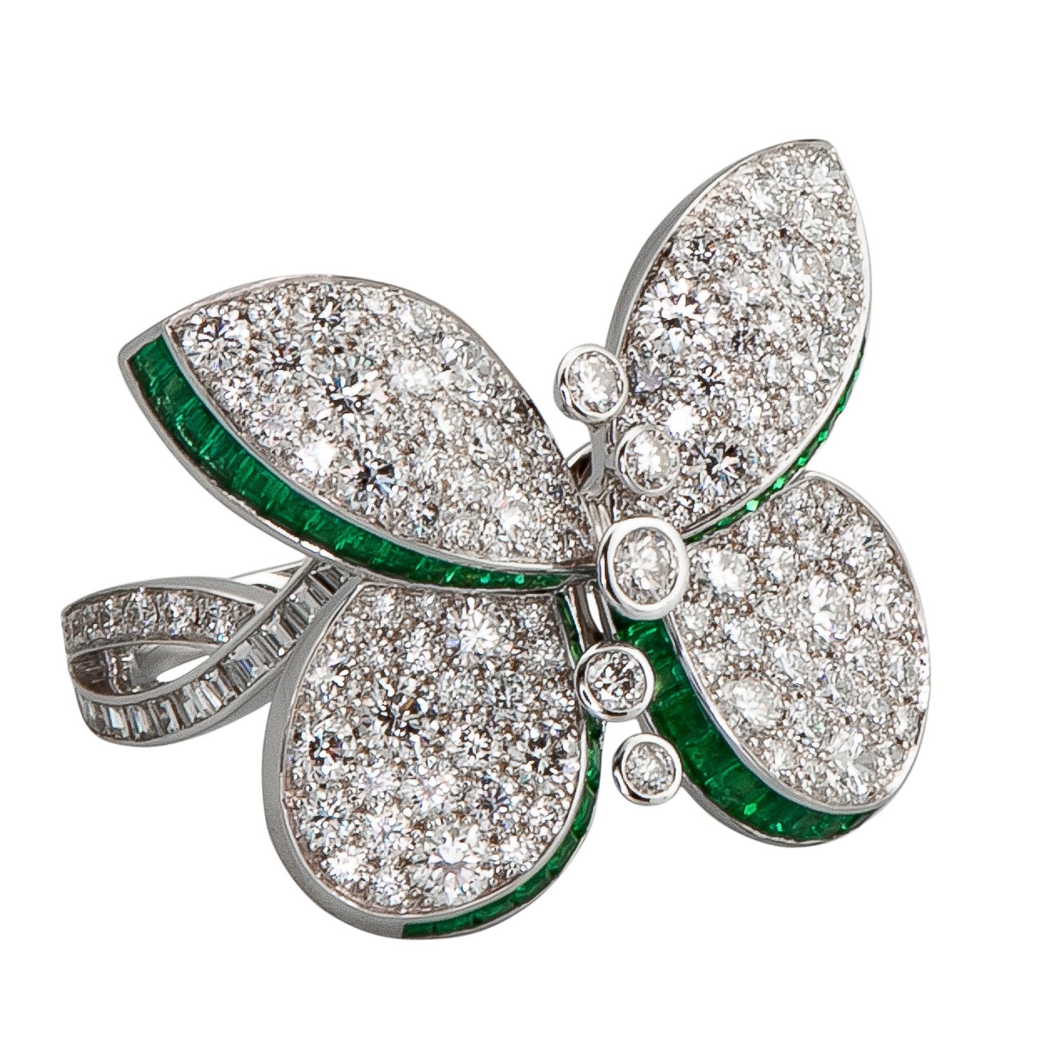Graff Princess Butterfly Ring with Emeralds And Diamonds