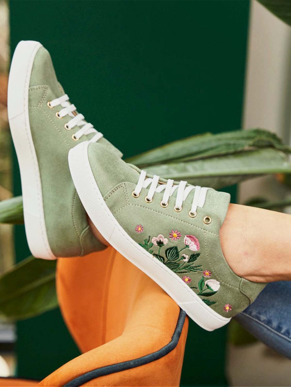 Virevolte Recycled Grain Vegan Suede Embroidered Sneakers | Garden