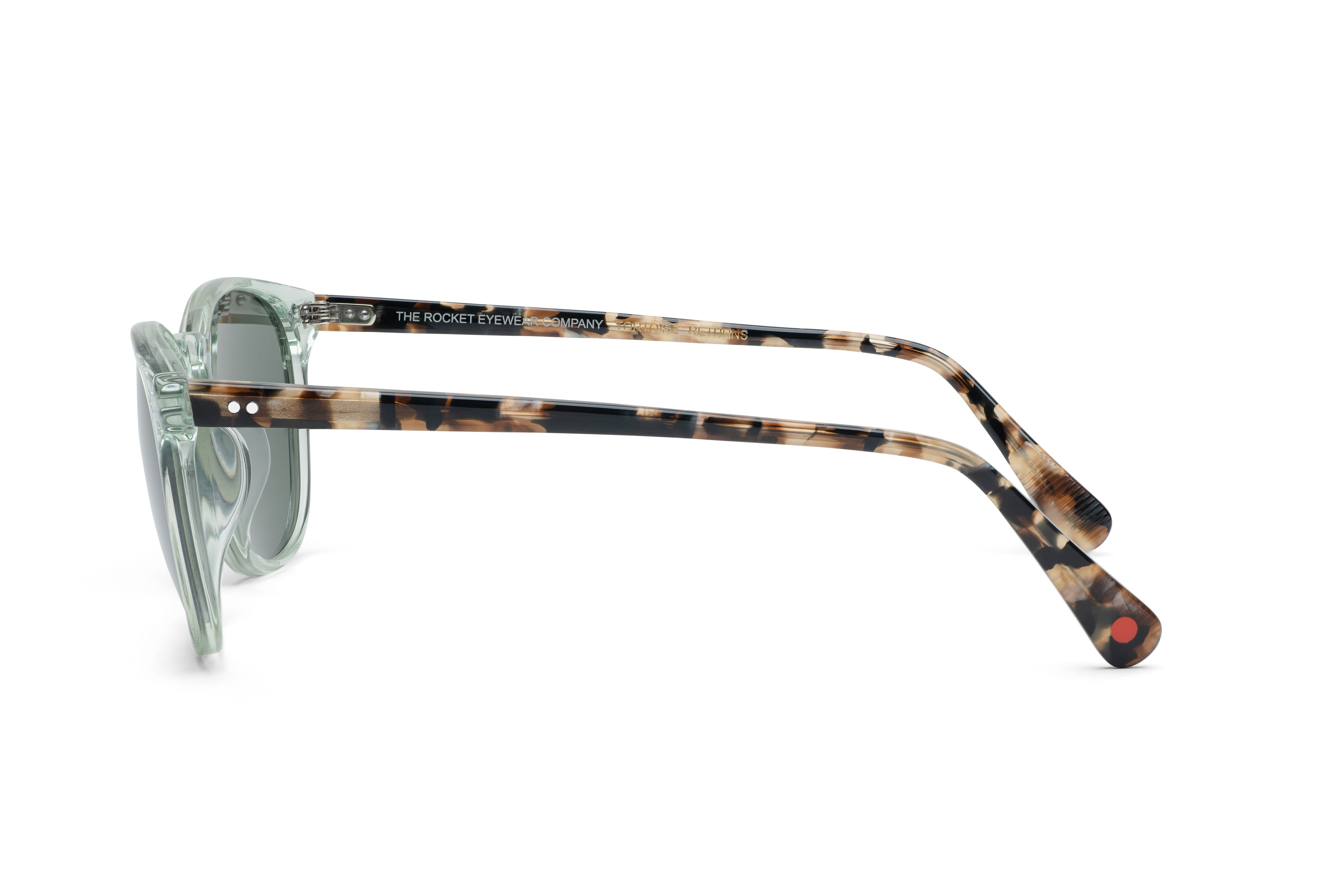 Rocket MTO P3 Classic Sage Crystal & Jaggery Tortoise with Green Polarized Lenses (Tortoise Returns)