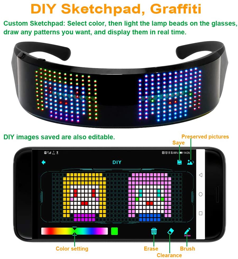 led programmable glasses