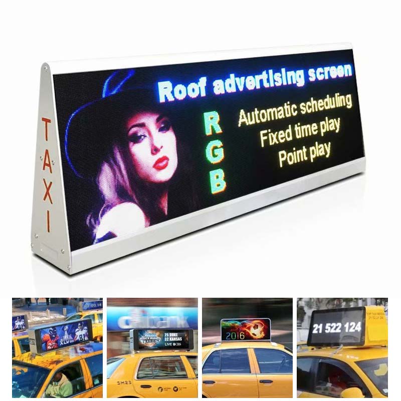 Doppelseitiges LED-WiFi-Taxi-Dach, LED-Anzeige, LED-Bildschirm, Autowerbung, digitales Taxi-Top-Werbeschild