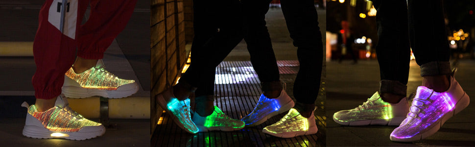 Leadleds Glasfaser-LED-Schuhe, leuchtende Turnschuhe mit USB-Aufladung, blinkende leuchtende Schuhe